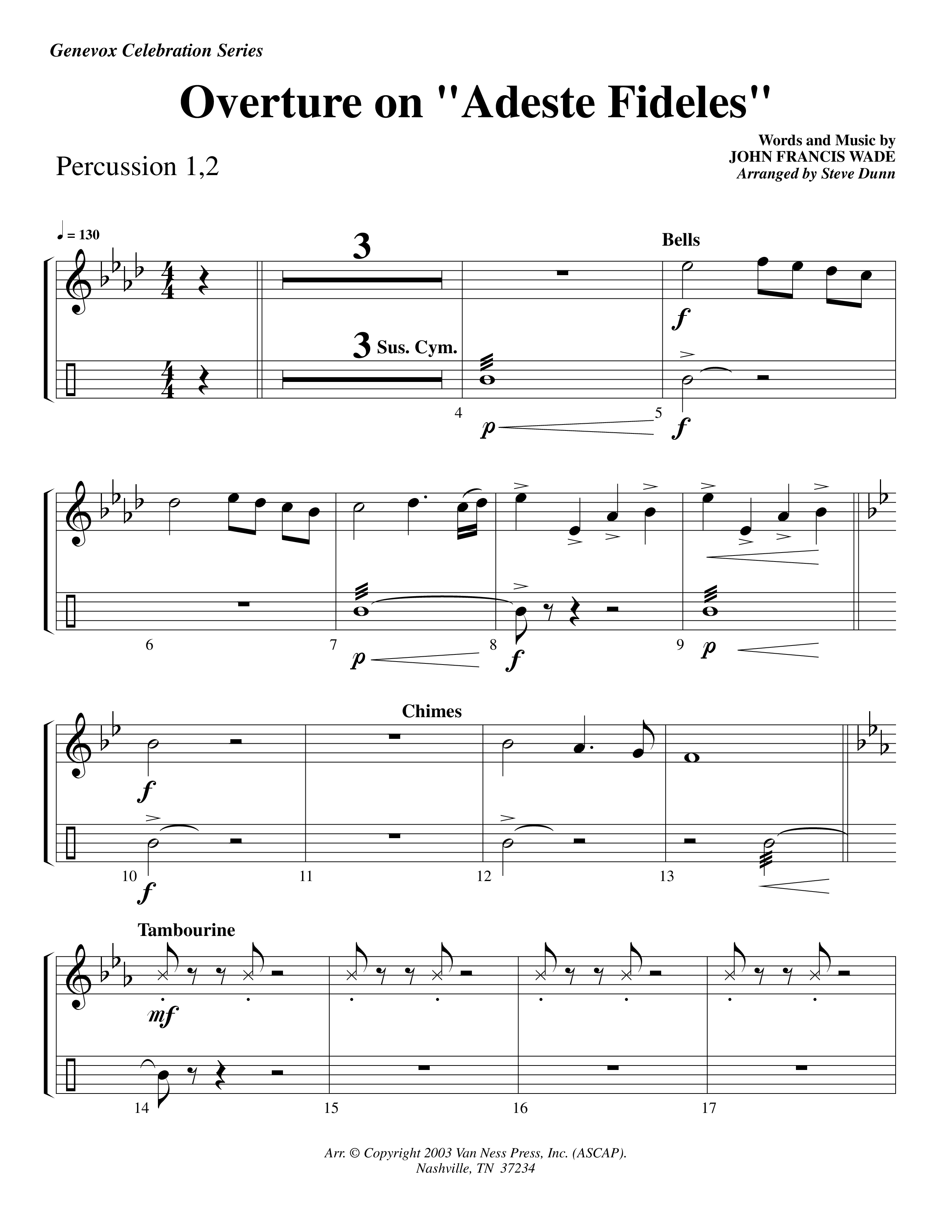 Overture On Adeste Fideles (Instrumental) Percussion 1/2 (Lifeway Worship / Arr. Steve Dunn)