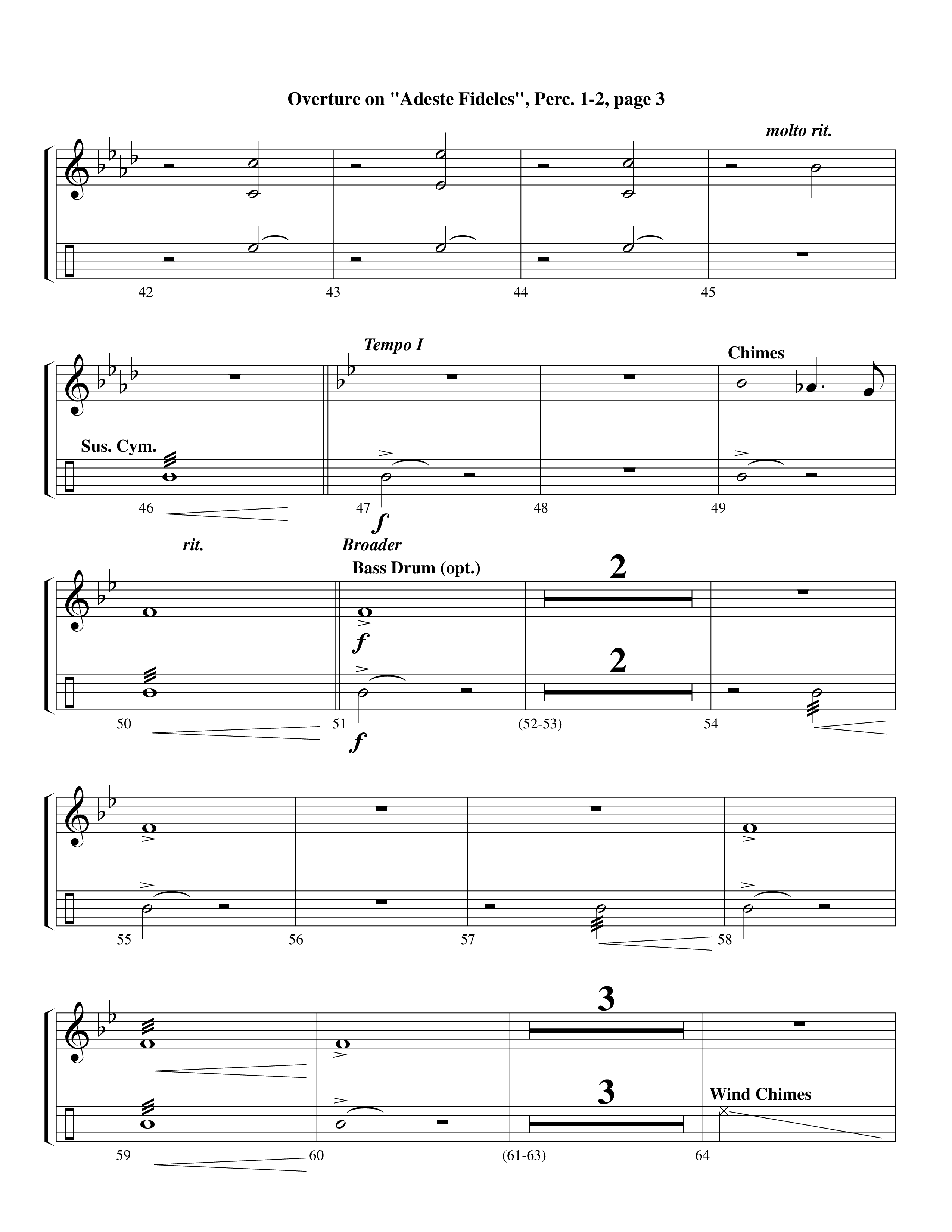 Overture On Adeste Fideles (Instrumental) Percussion 1/2 (Lifeway Worship / Arr. Steve Dunn)