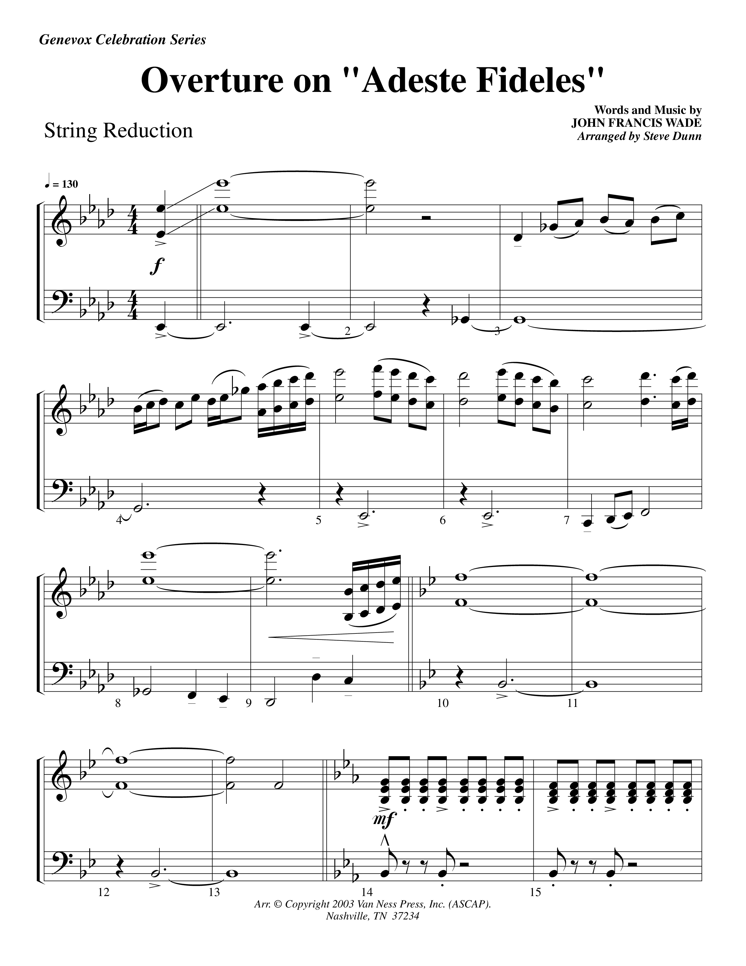 Overture On Adeste Fideles (Instrumental) String Reduction (Lifeway Worship / Arr. Steve Dunn)