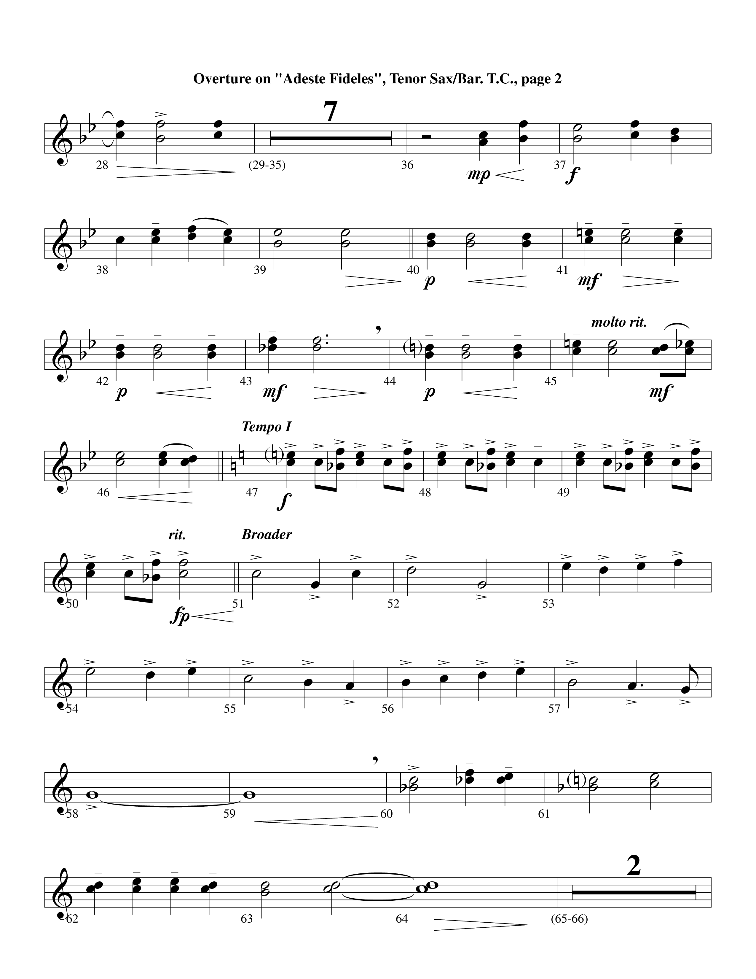 Overture On Adeste Fideles (Instrumental) Tenor Sax/Baritone T.C. (Lifeway Worship / Arr. Steve Dunn)