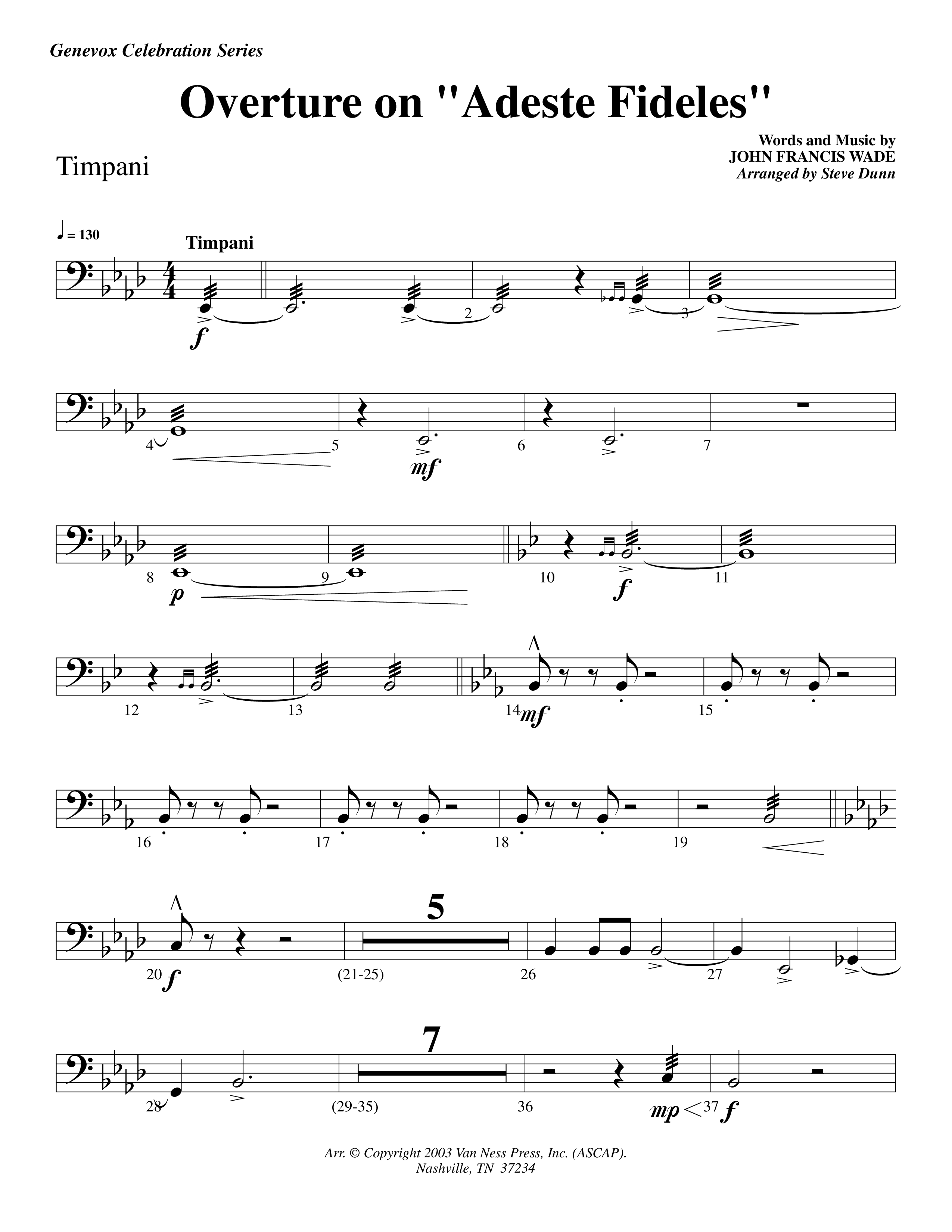 Overture On Adeste Fideles (Instrumental) Timpani (Lifeway Worship / Arr. Steve Dunn)