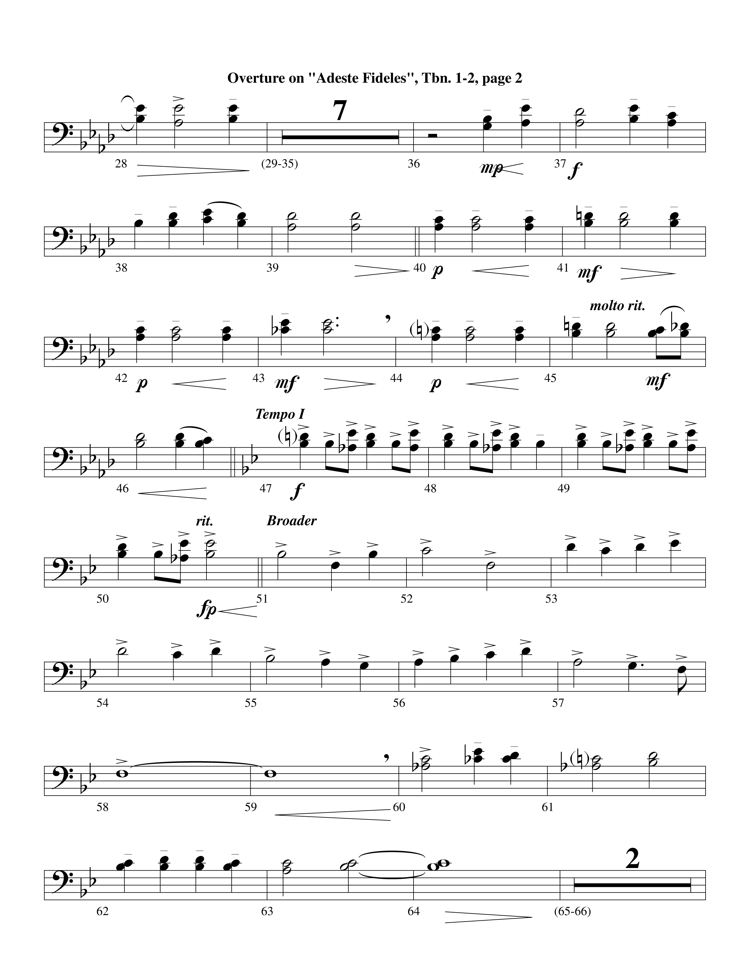 Overture On Adeste Fideles (Instrumental) Trombone 1/2 (Lifeway Worship / Arr. Steve Dunn)