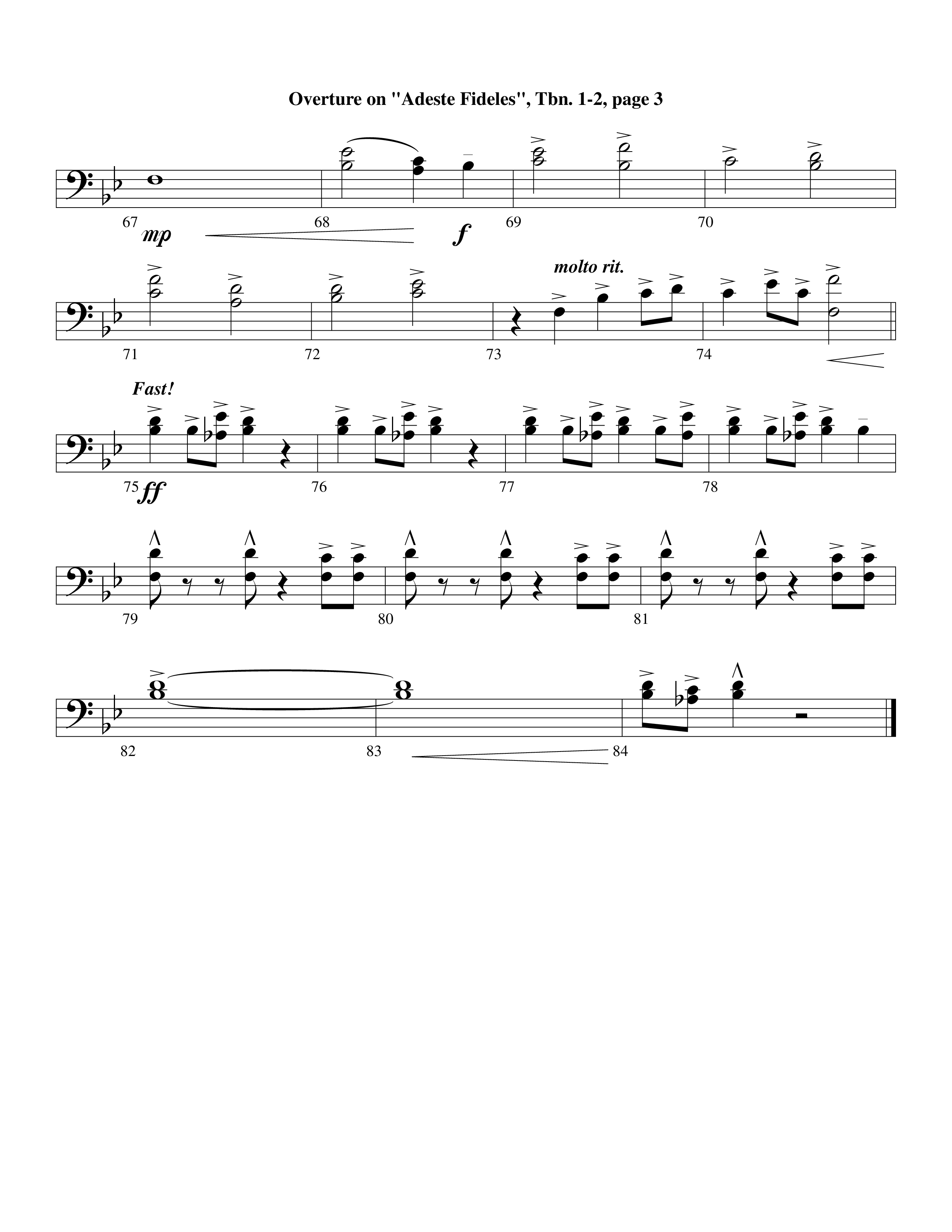 Overture On Adeste Fideles (Instrumental) Trombone 1/2 (Lifeway Worship / Arr. Steve Dunn)