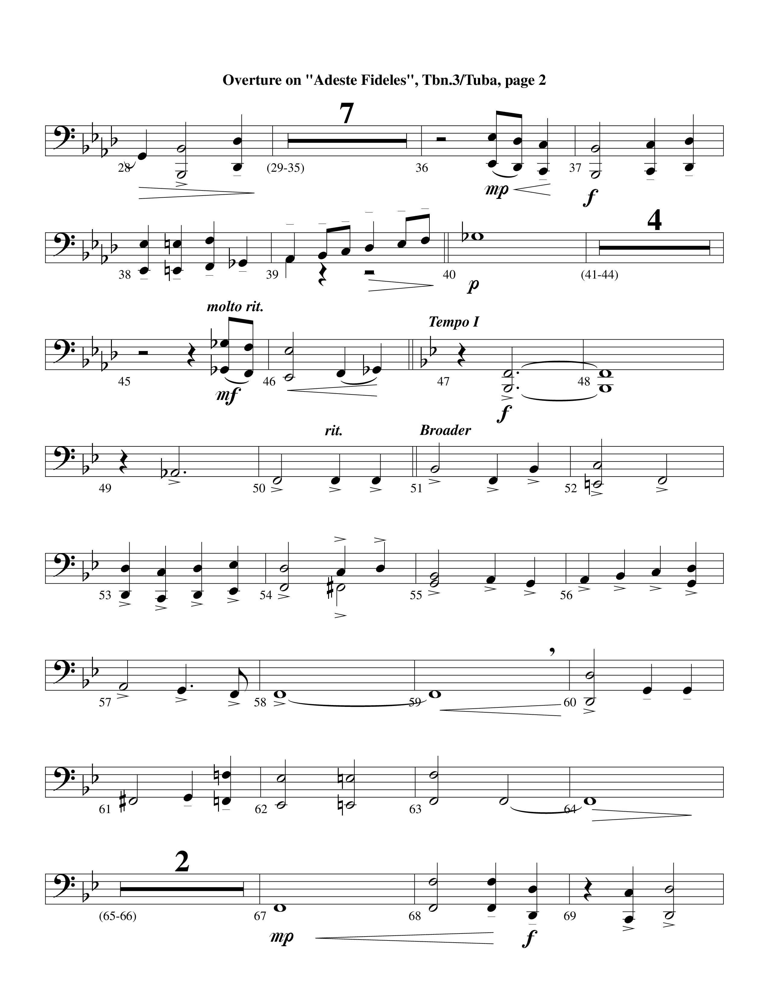 Overture On Adeste Fideles (Instrumental) Trombone 3/Tuba (Lifeway Worship / Arr. Steve Dunn)