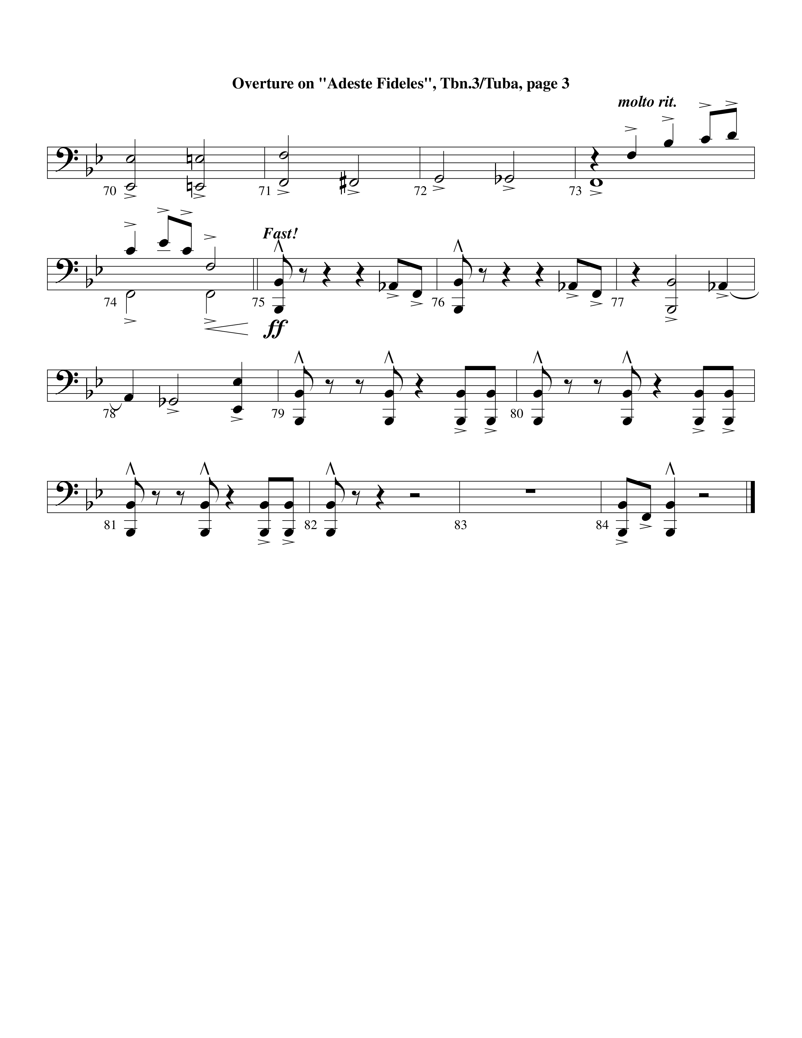 Overture On Adeste Fideles (Instrumental) Trombone 3/Tuba (Lifeway Worship / Arr. Steve Dunn)