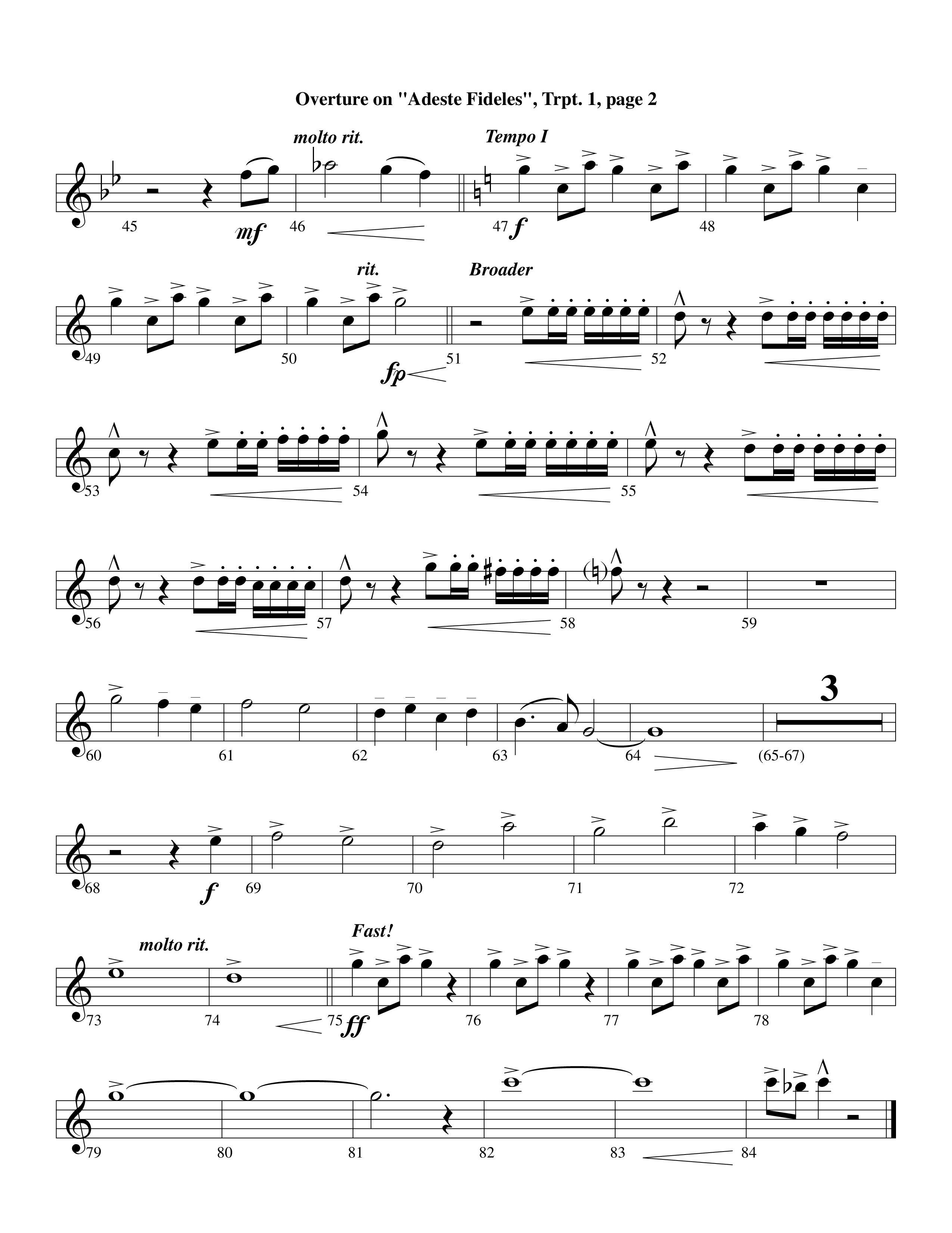 Overture On Adeste Fideles (Instrumental) Trumpet 1 (Lifeway Worship / Arr. Steve Dunn)