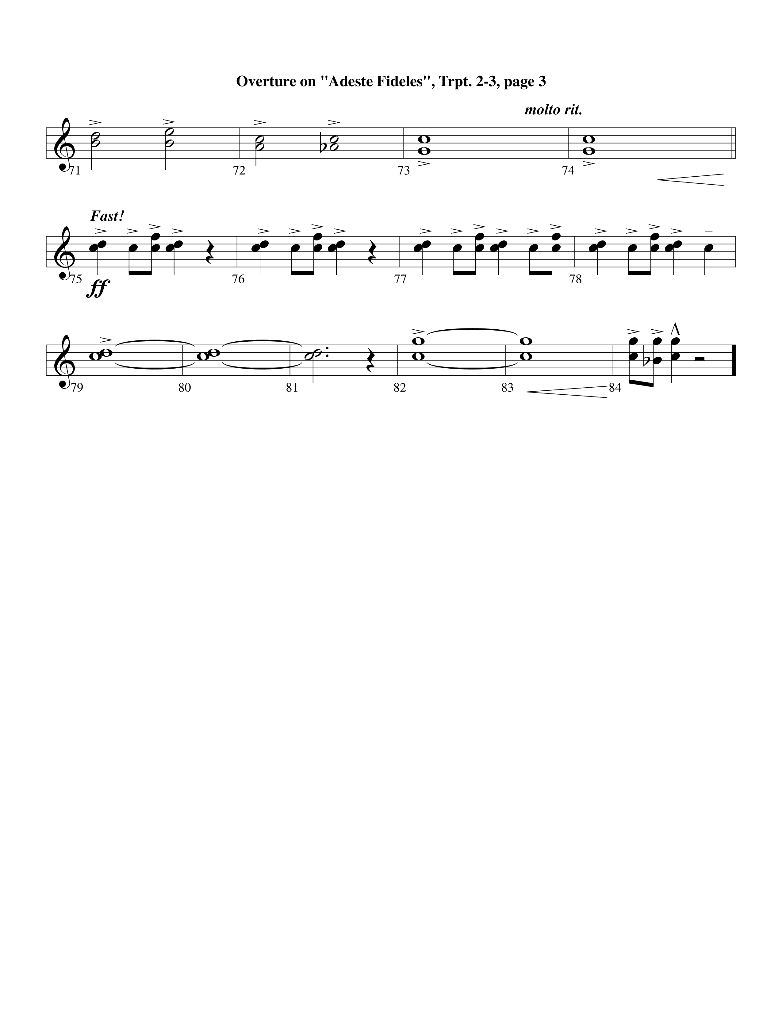 Overture On Adeste Fideles (Instrumental) Trumpet 2/3 (Lifeway Worship / Arr. Steve Dunn)