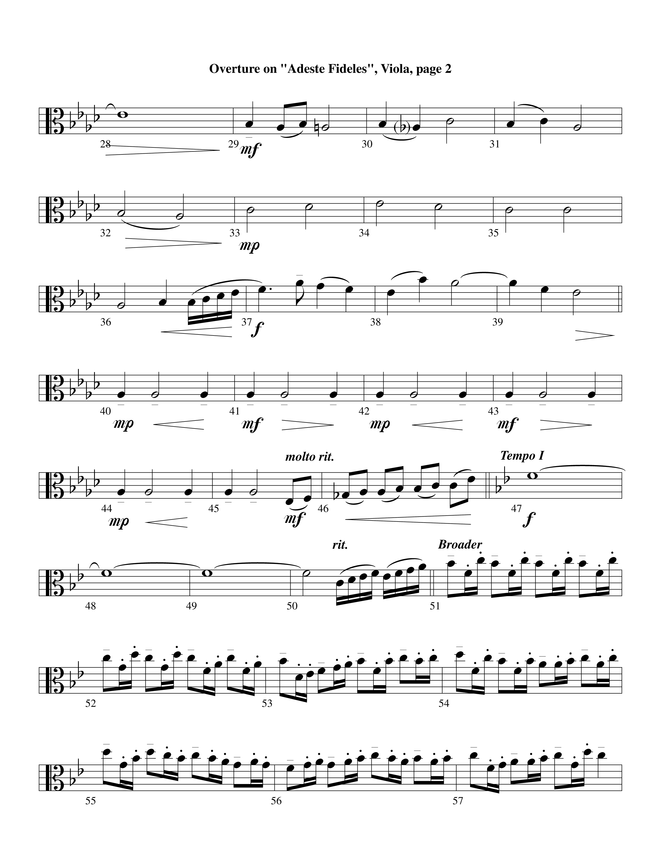 Overture On Adeste Fideles (Instrumental) Viola (Lifeway Worship / Arr. Steve Dunn)