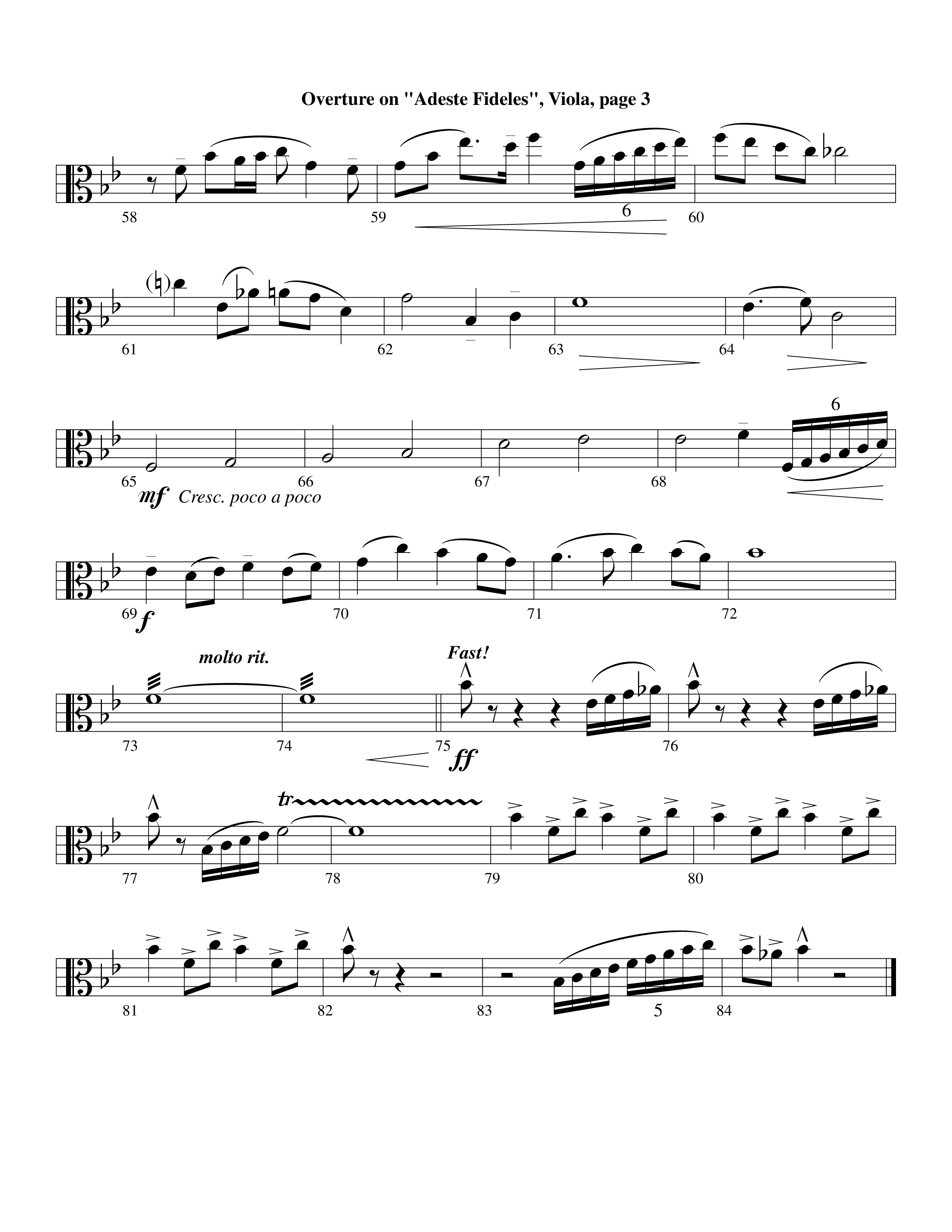 Overture On Adeste Fideles (Instrumental) Viola (Lifeway Worship / Arr. Steve Dunn)