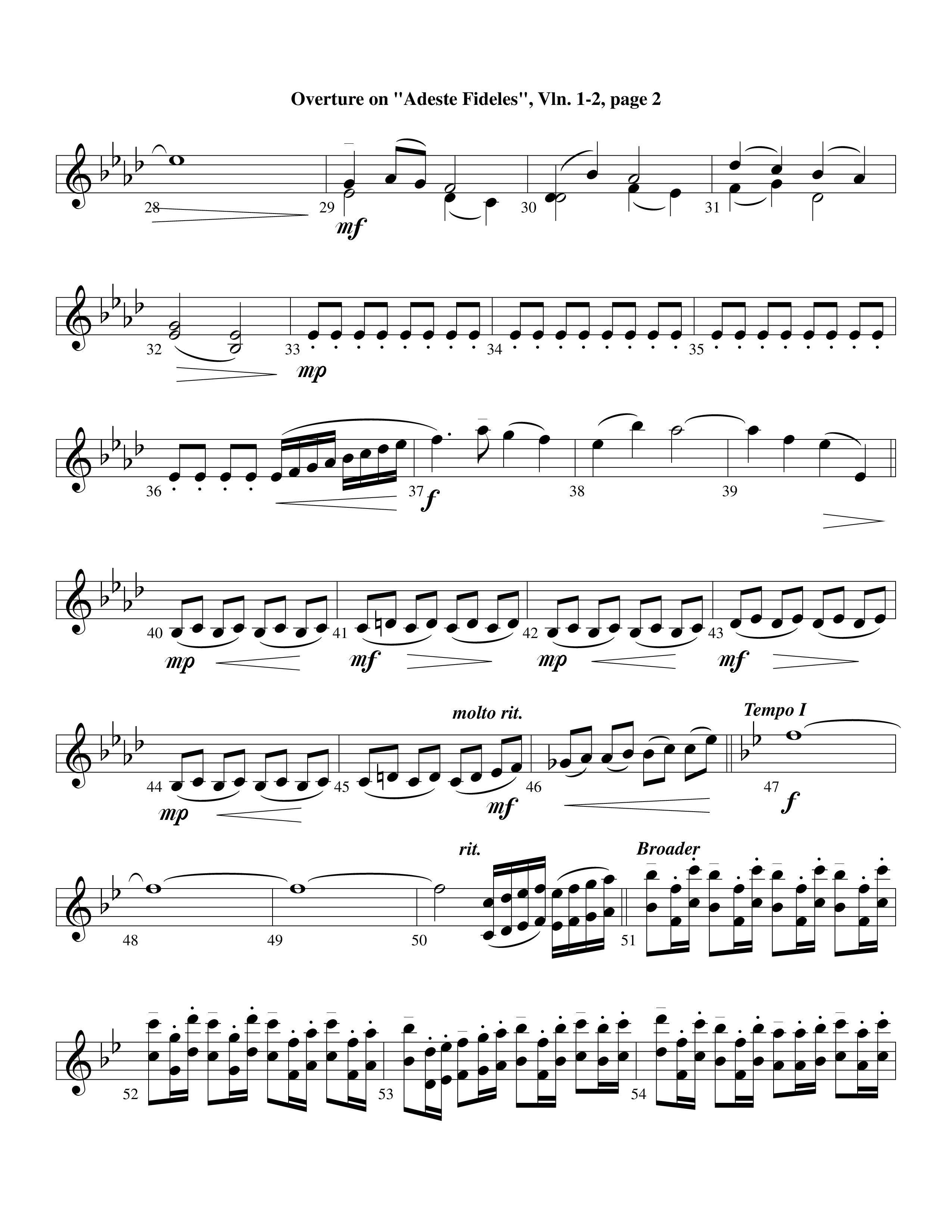 Overture On Adeste Fideles (Instrumental) Violin 1/2 (Lifeway Worship / Arr. Steve Dunn)