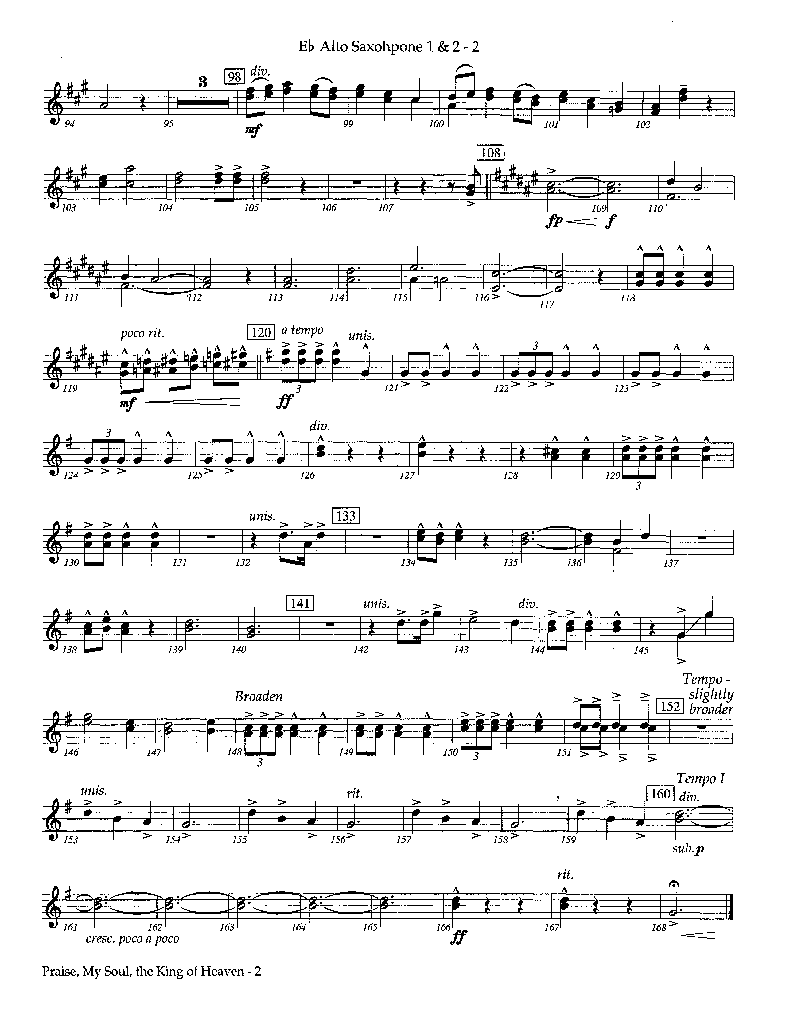 Praise My Soul The King Of Heaven (Instrumental) Alto Sax 1/2 (Lifeway Worship / Arr. Steve Potts)