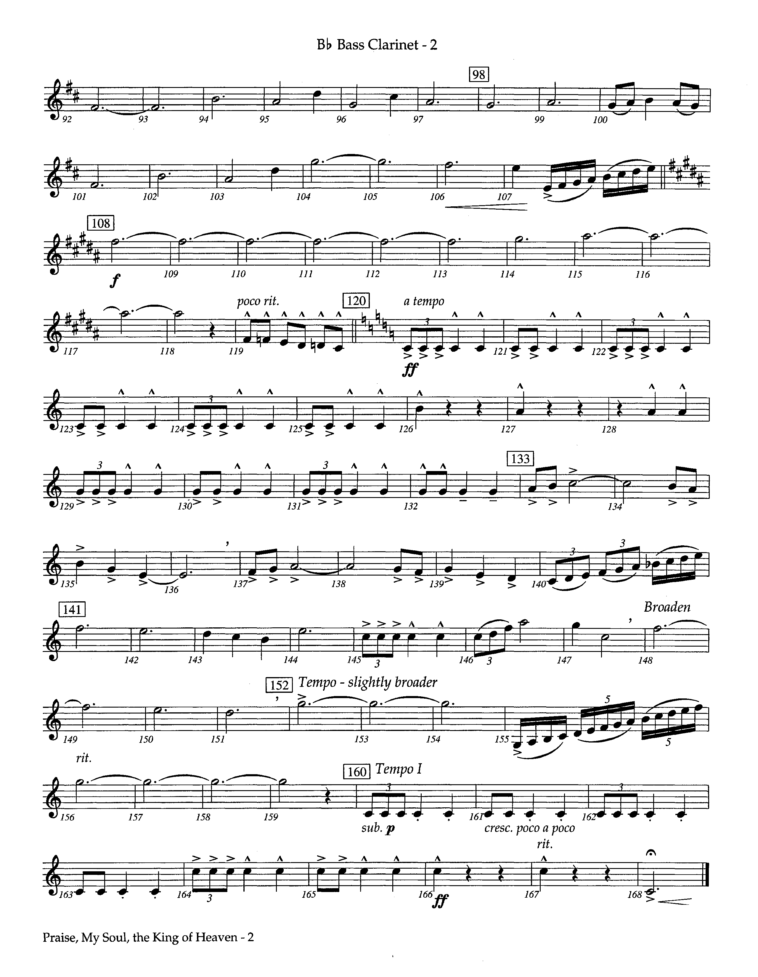 Praise My Soul The King Of Heaven (Instrumental) Bass Clarinet (Lifeway Worship / Arr. Steve Potts)