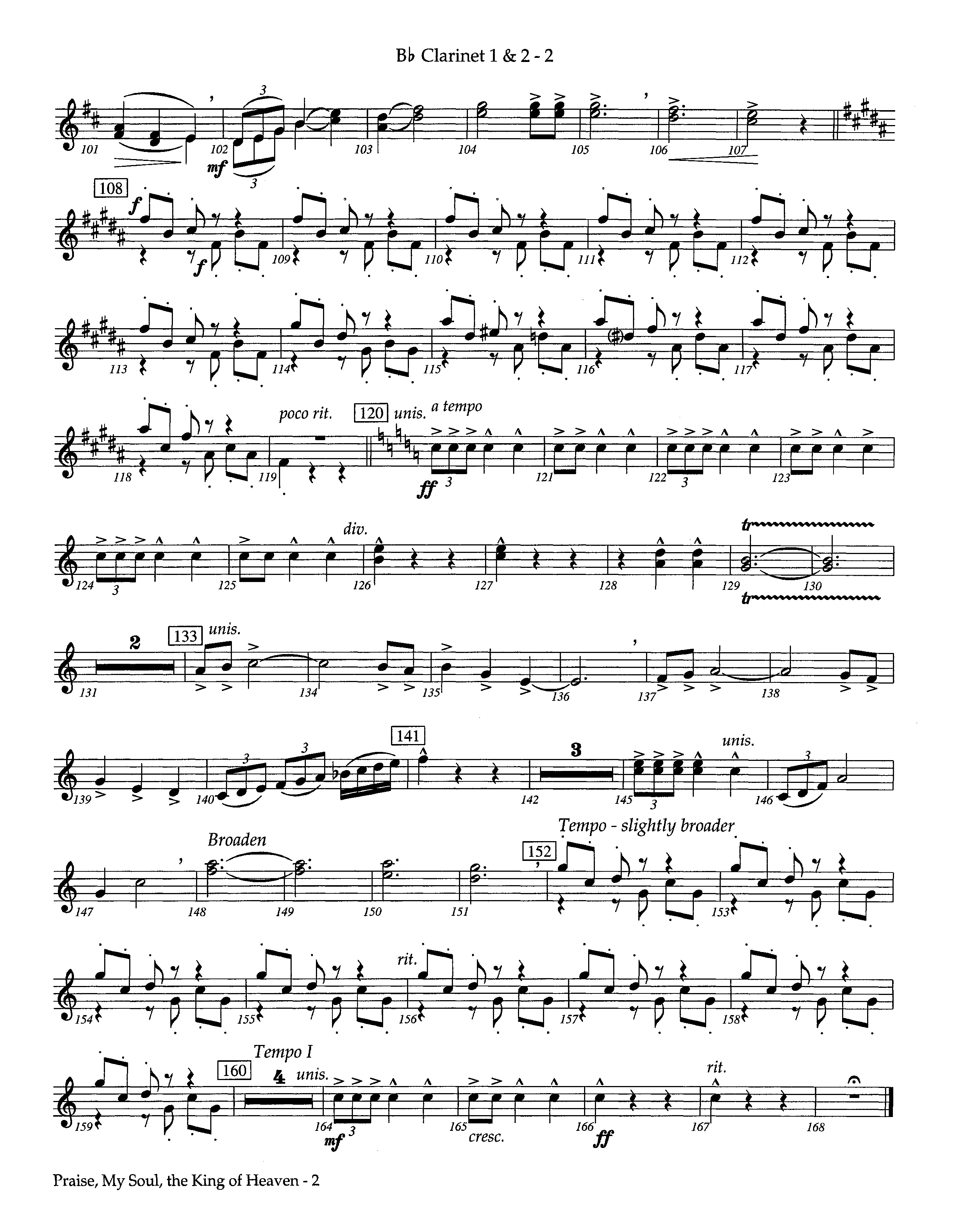 Praise My Soul The King Of Heaven (Instrumental) Clarinet 1/2 (Lifeway Worship / Arr. Steve Potts)