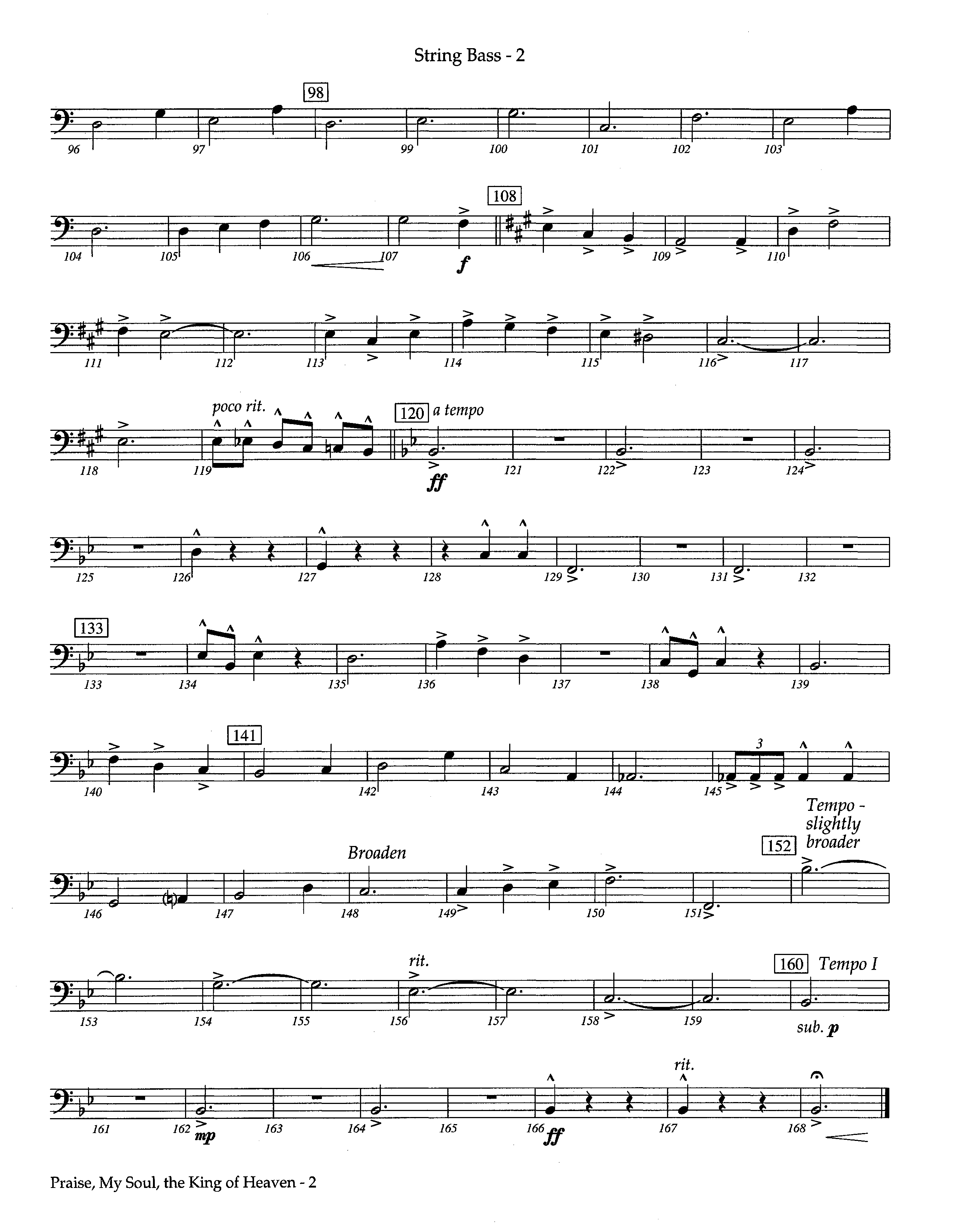 Praise My Soul The King Of Heaven (Instrumental) Double Bass (Lifeway Worship / Arr. Steve Potts)