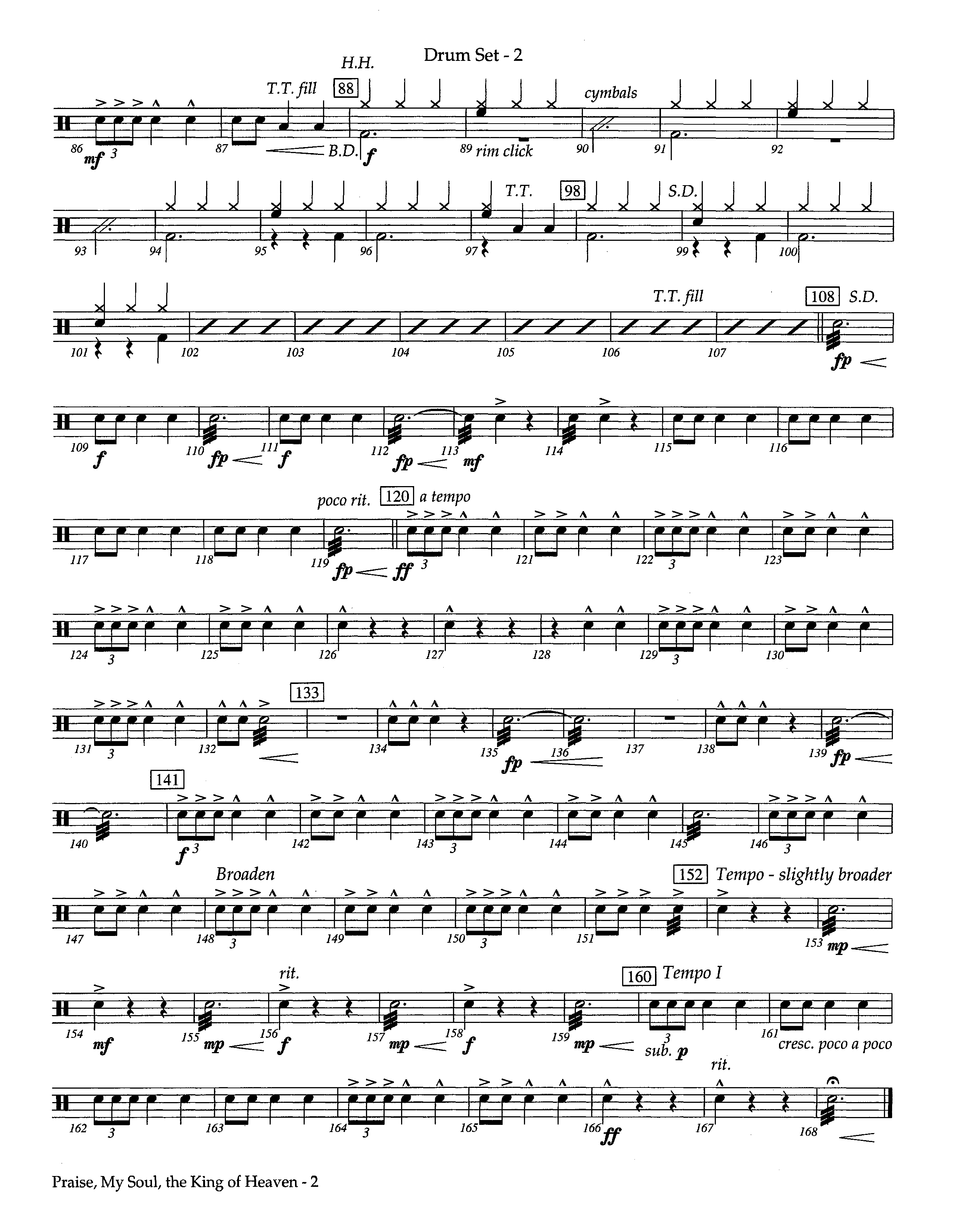 Praise My Soul The King Of Heaven (Instrumental) Drum Set (Lifeway Worship / Arr. Steve Potts)