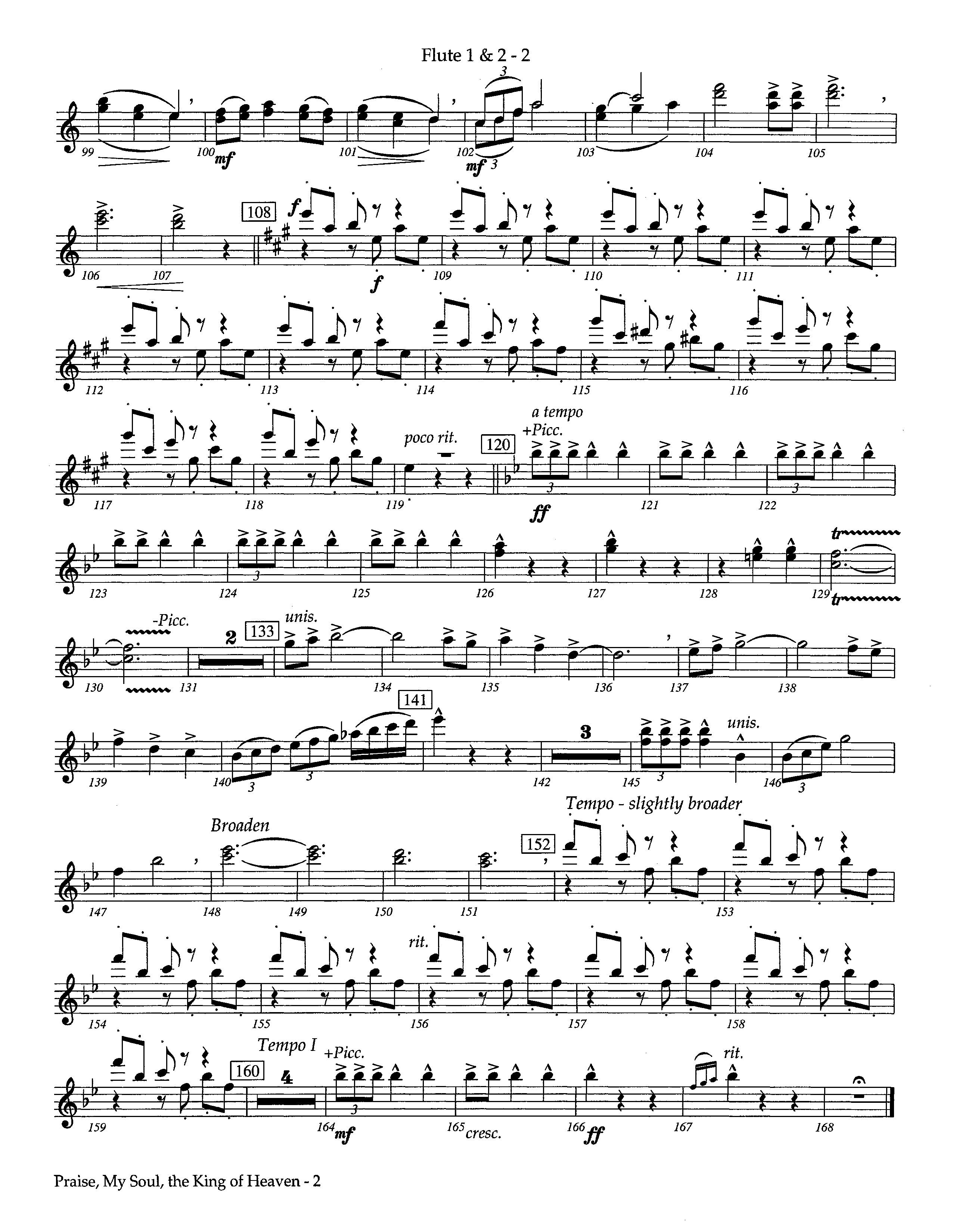 Praise My Soul The King Of Heaven (Instrumental) Flute 1/2 (Lifeway Worship / Arr. Steve Potts)