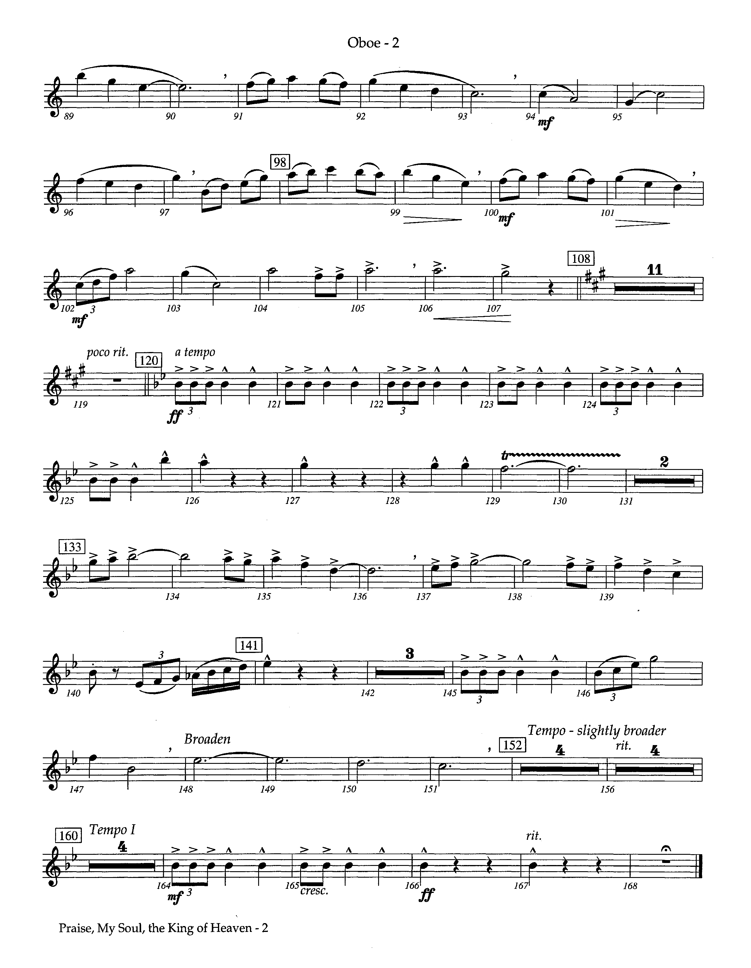 Praise My Soul The King Of Heaven (Instrumental) Oboe (Lifeway Worship / Arr. Steve Potts)