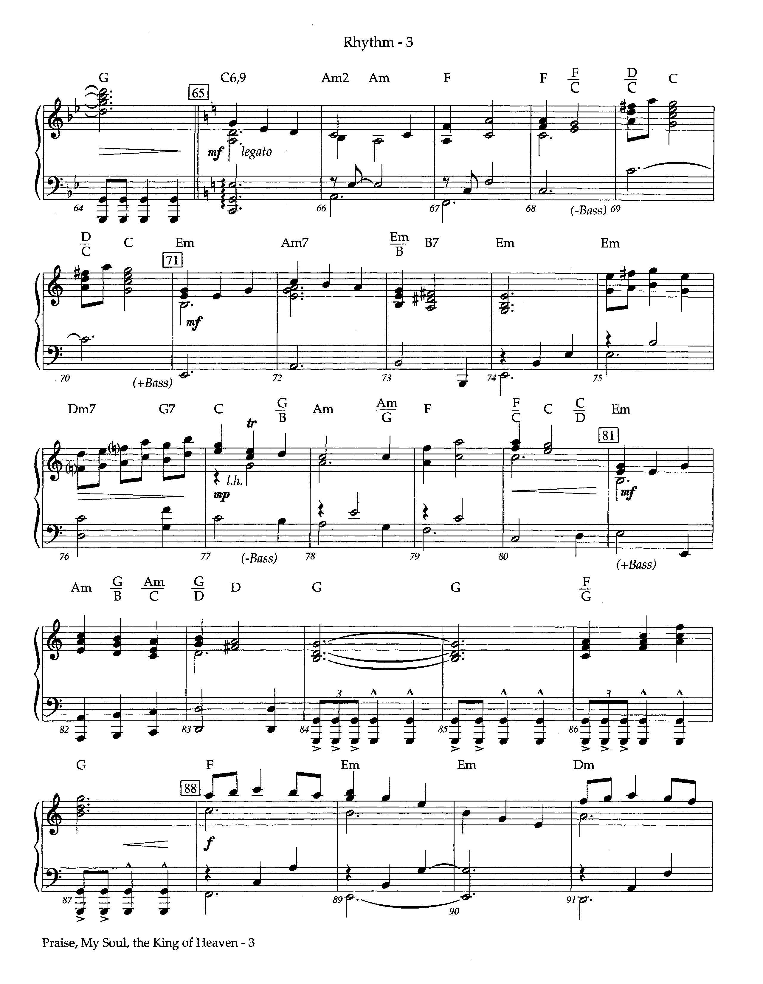 Praise My Soul The King Of Heaven (Instrumental) Piano/Rhythm (Lifeway Worship / Arr. Steve Potts)