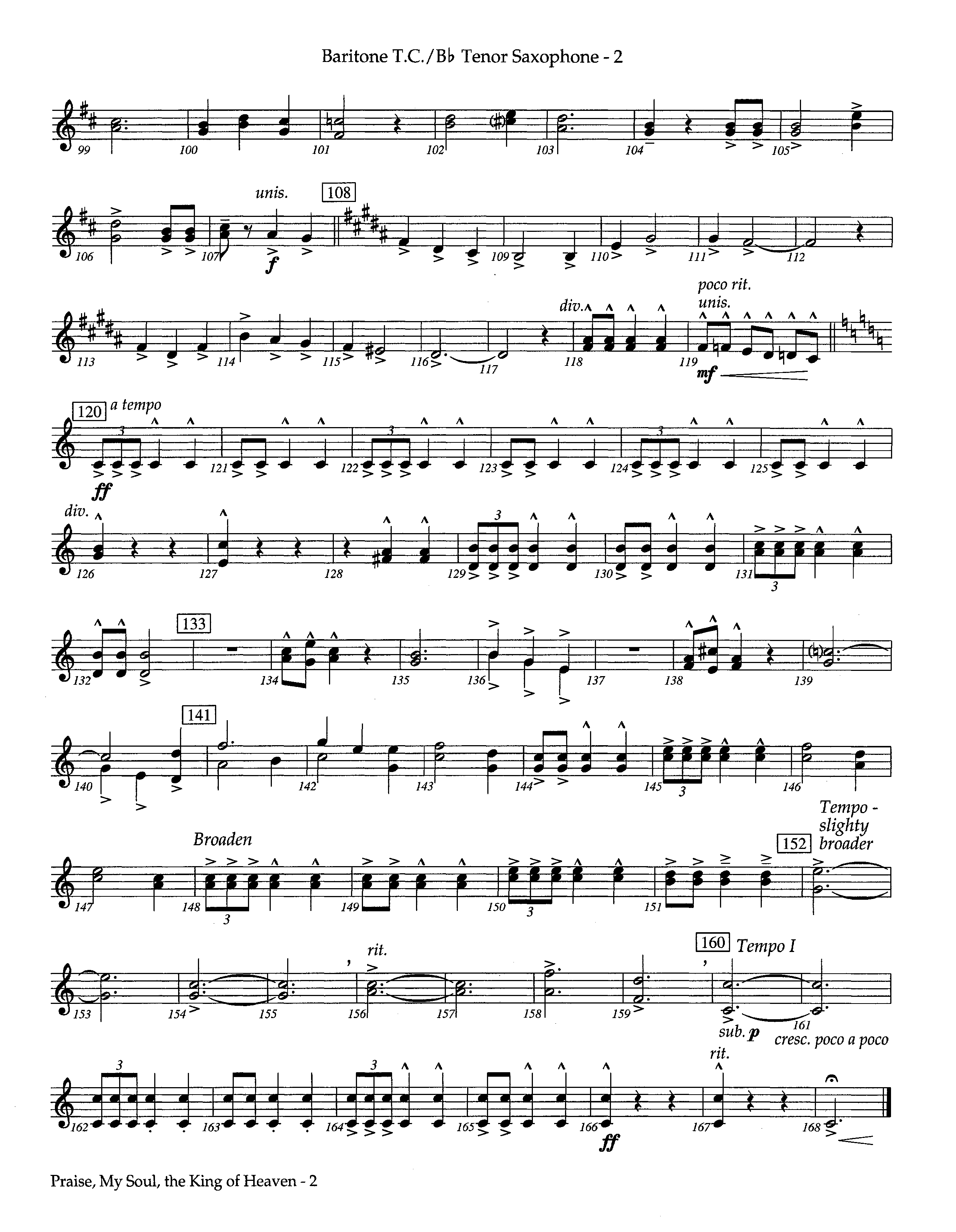 Praise My Soul The King Of Heaven (Instrumental) Tenor Sax/Baritone T.C. (Lifeway Worship / Arr. Steve Potts)