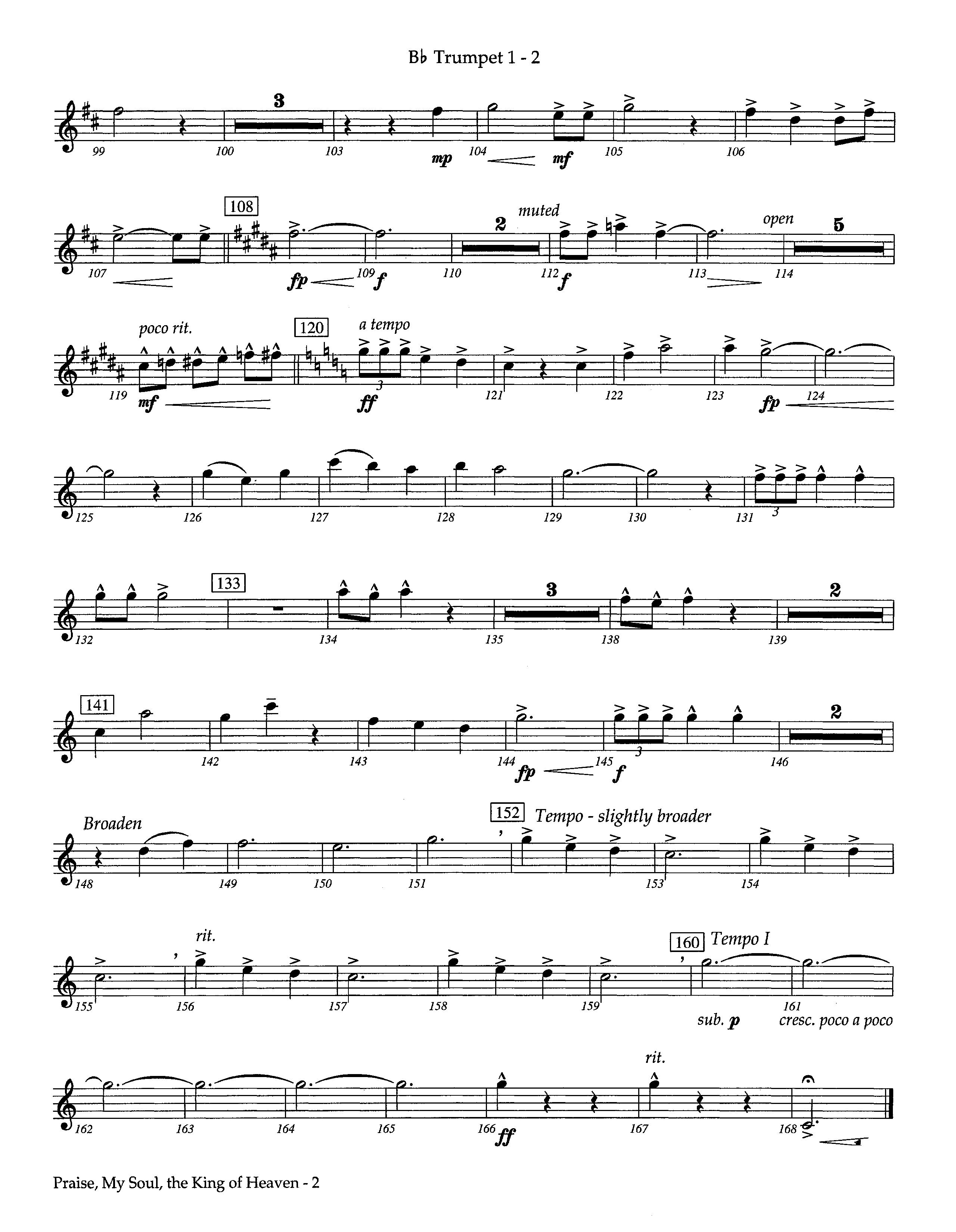 Praise My Soul The King Of Heaven (Instrumental) Trumpet 1 (Lifeway Worship / Arr. Steve Potts)