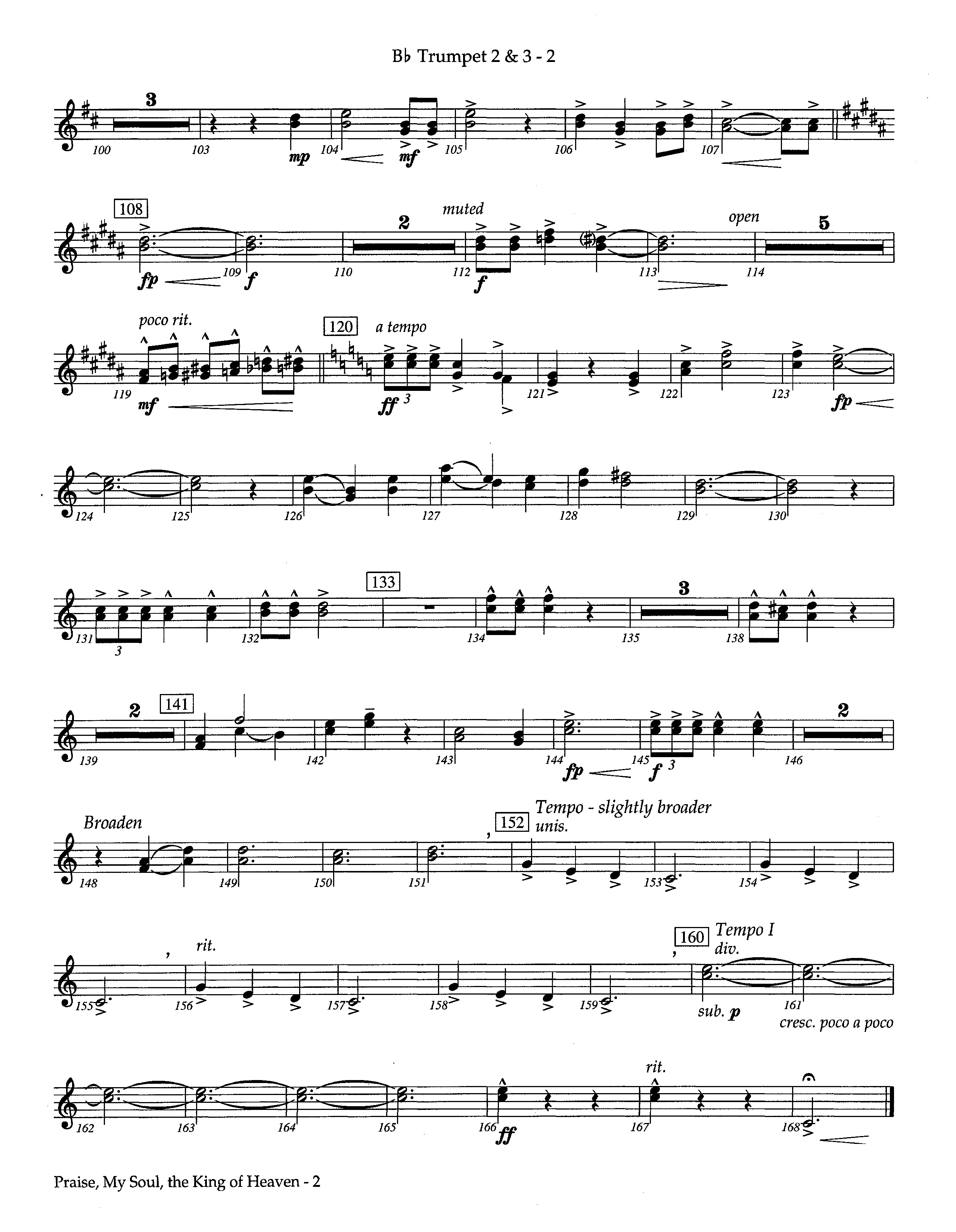 Praise My Soul The King Of Heaven (Instrumental) Trumpet 2/3 (Lifeway Worship / Arr. Steve Potts)