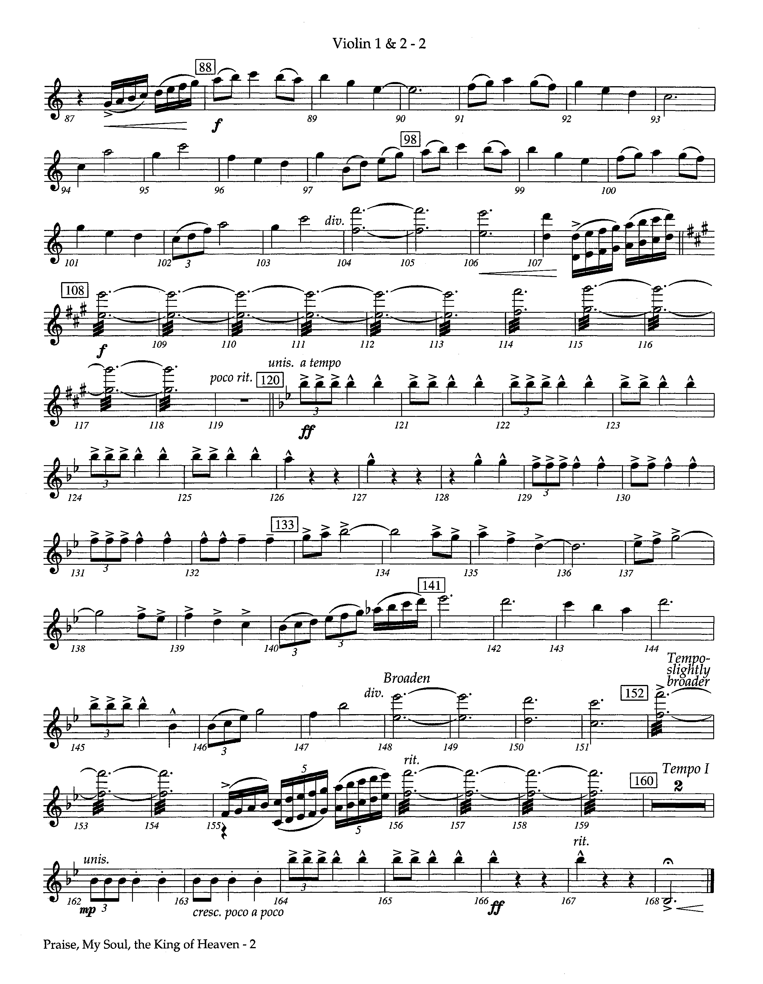 Praise My Soul The King Of Heaven (Instrumental) Violin 1/2 (Lifeway Worship / Arr. Steve Potts)