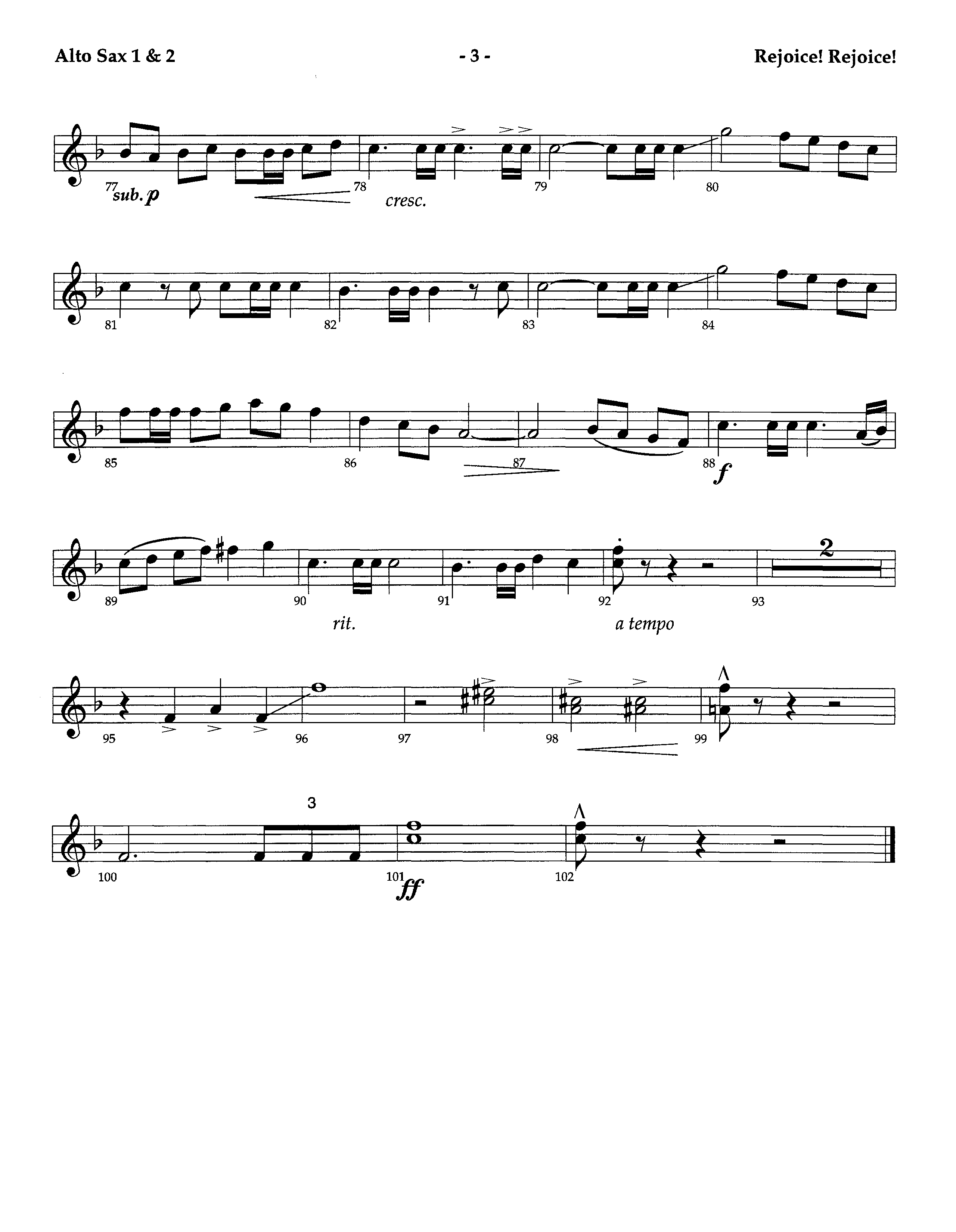 Rejoice Rejoice (Instrumental) Alto Sax 1/2 (Lifeway Worship / Arr. Omar Allen)