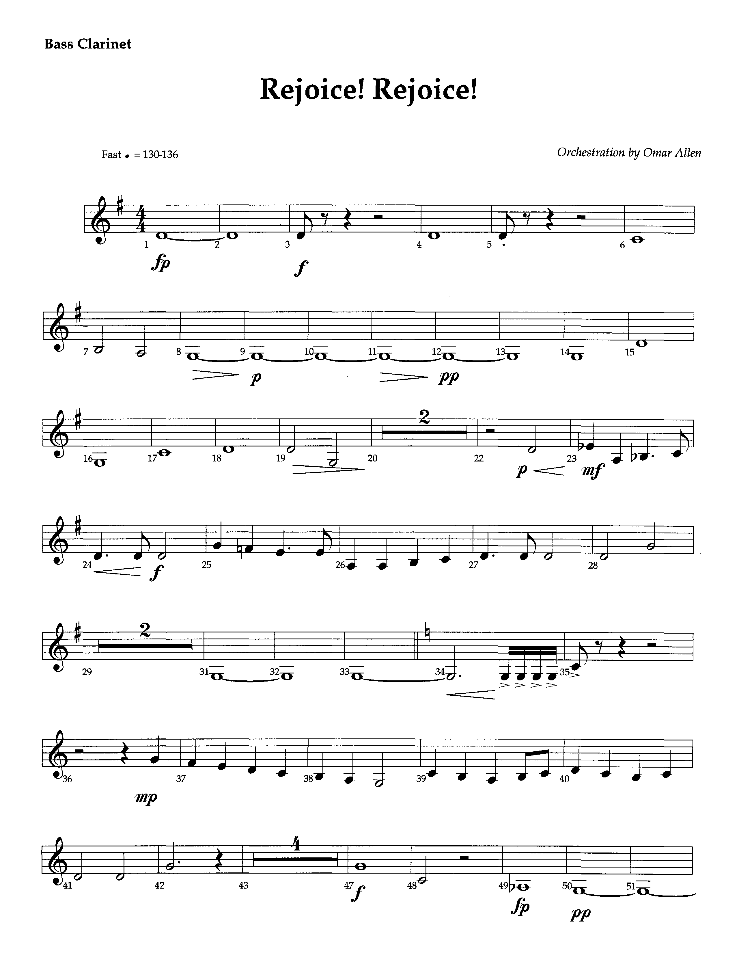 Rejoice Rejoice (Instrumental) Bass Clarinet (Lifeway Worship / Arr. Omar Allen)