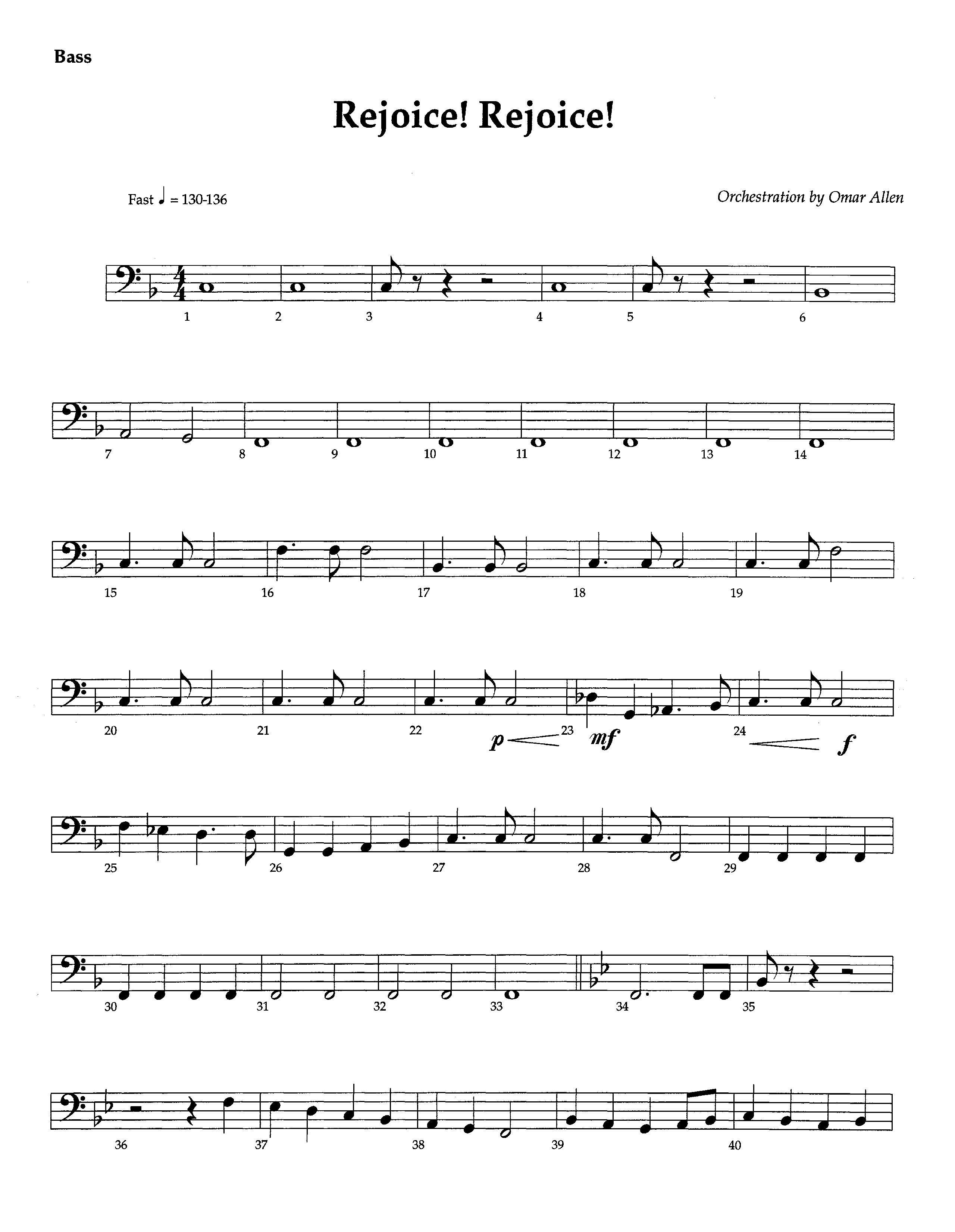 Rejoice Rejoice (Instrumental) Bass Guitar (Lifeway Worship / Arr. Omar Allen)