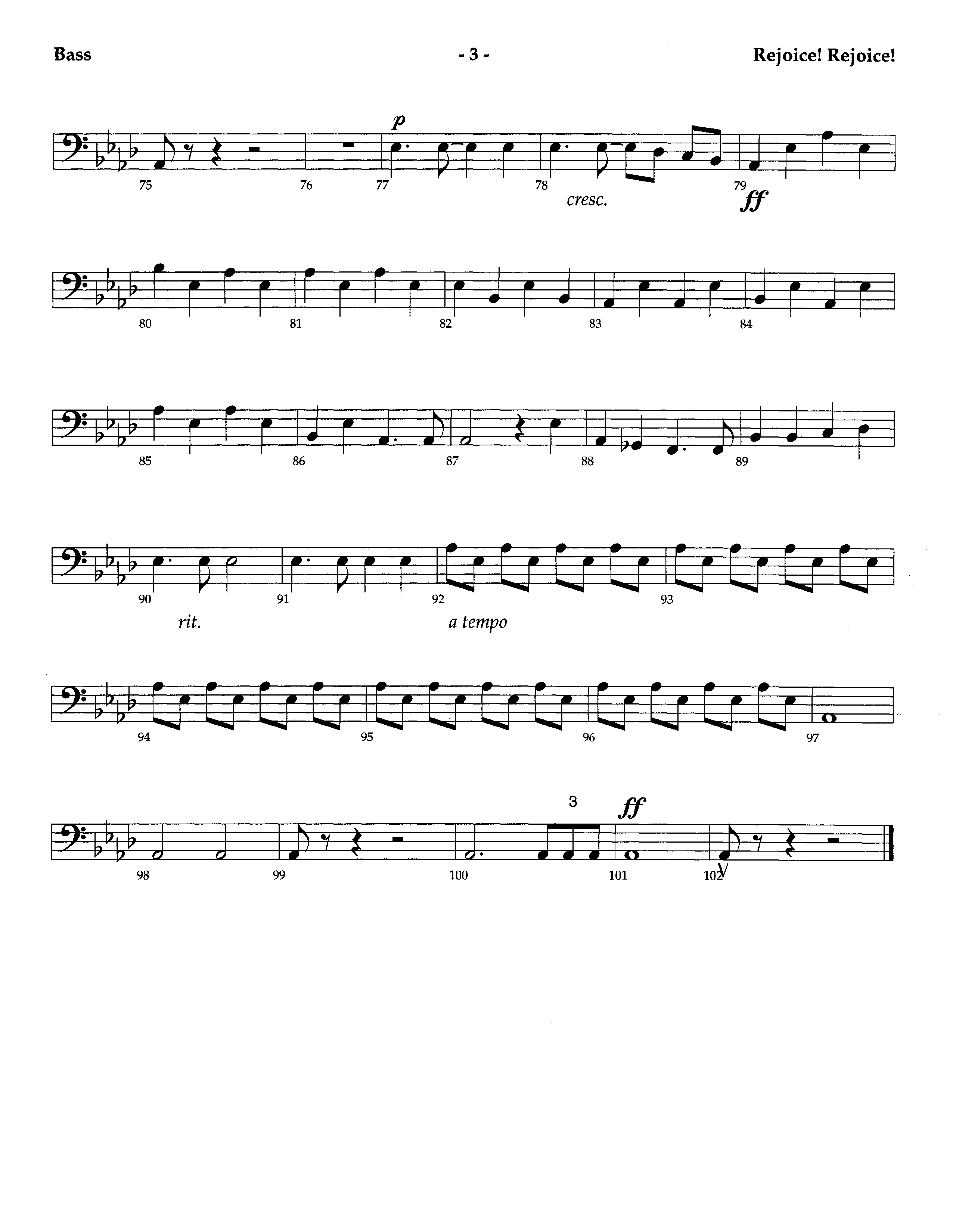 Rejoice Rejoice (Instrumental) Bass Guitar (Lifeway Worship / Arr. Omar Allen)