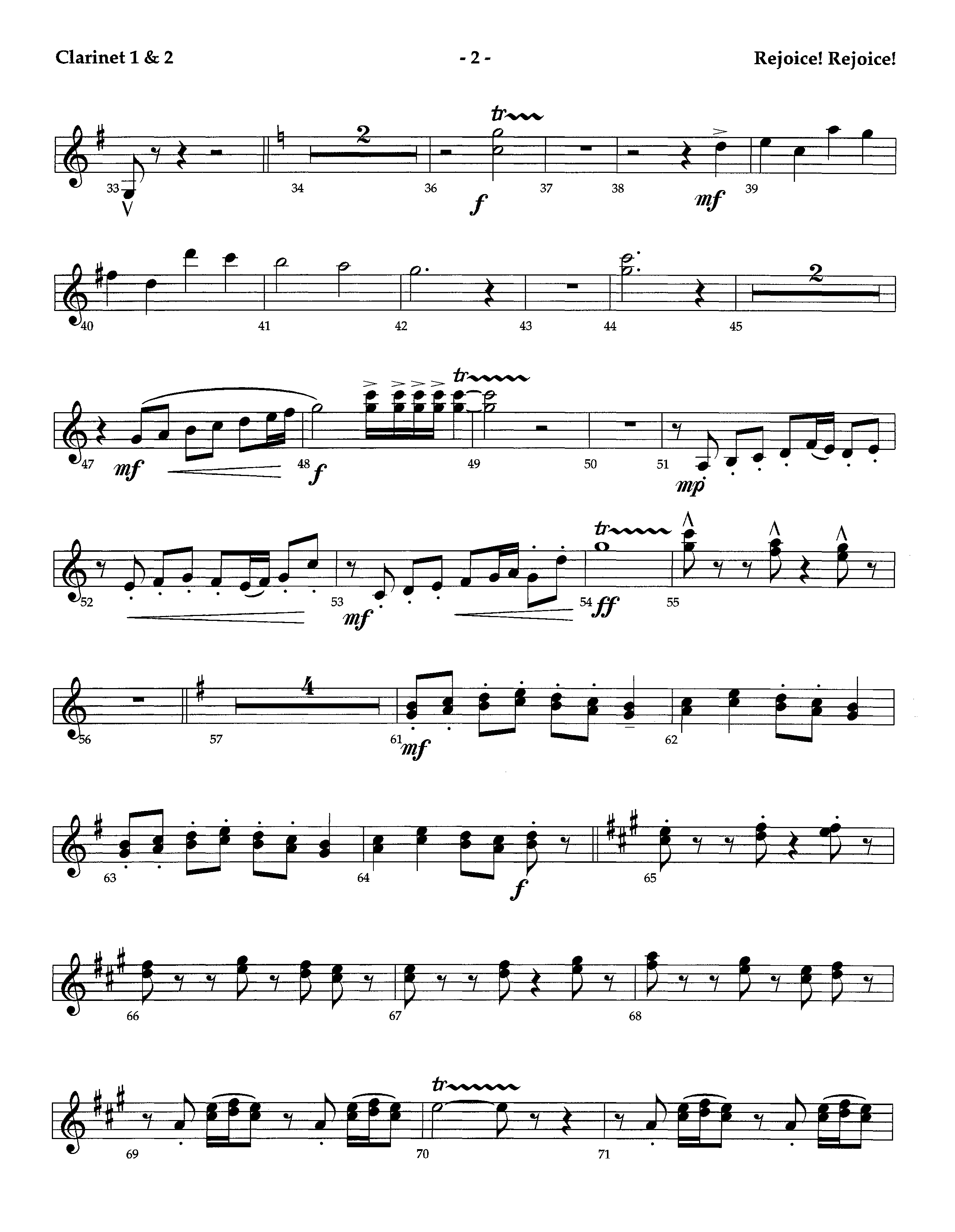 Rejoice Rejoice (Instrumental) Clarinet 1/2 (Lifeway Worship / Arr. Omar Allen)