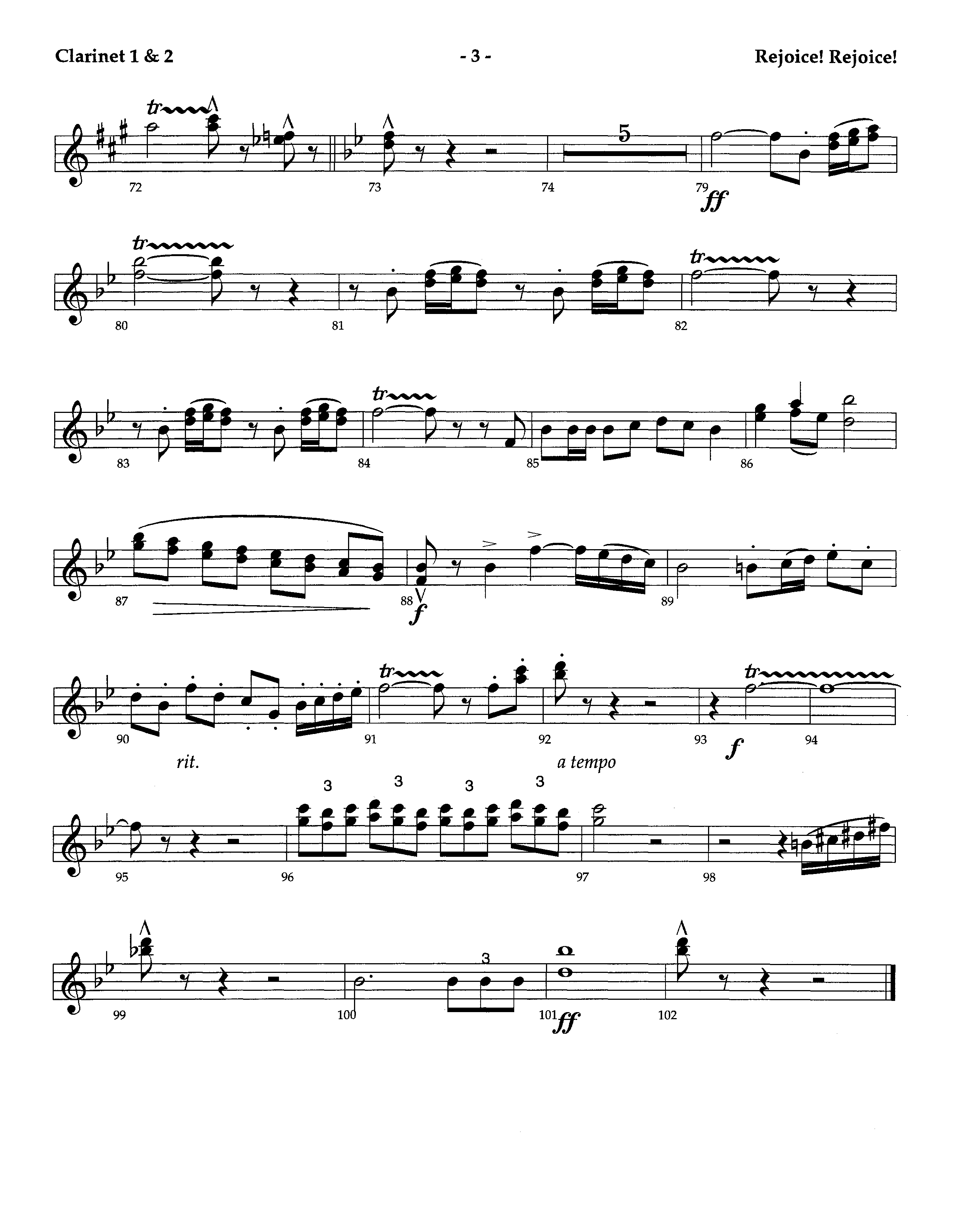 Rejoice Rejoice (Instrumental) Clarinet 1/2 (Lifeway Worship / Arr. Omar Allen)