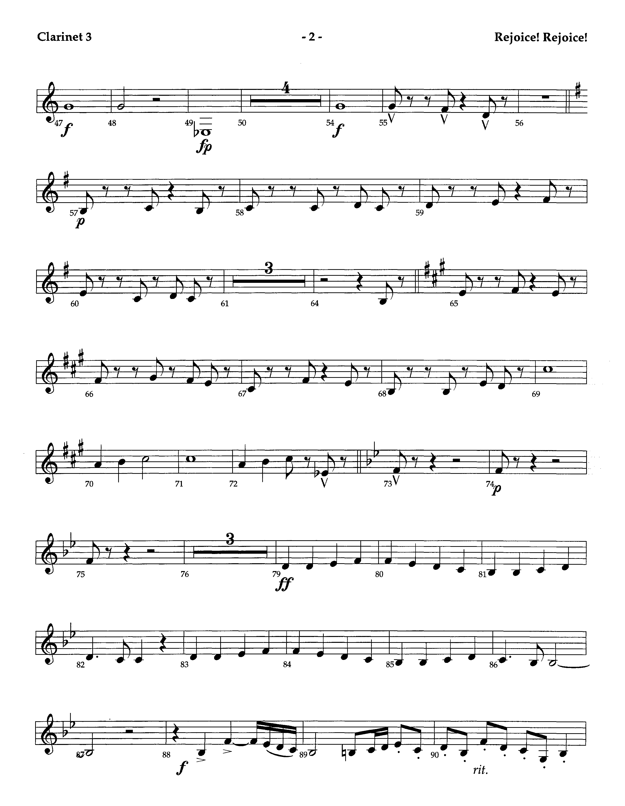 Rejoice Rejoice (Instrumental) Clarinet 3 (Lifeway Worship / Arr. Omar Allen)