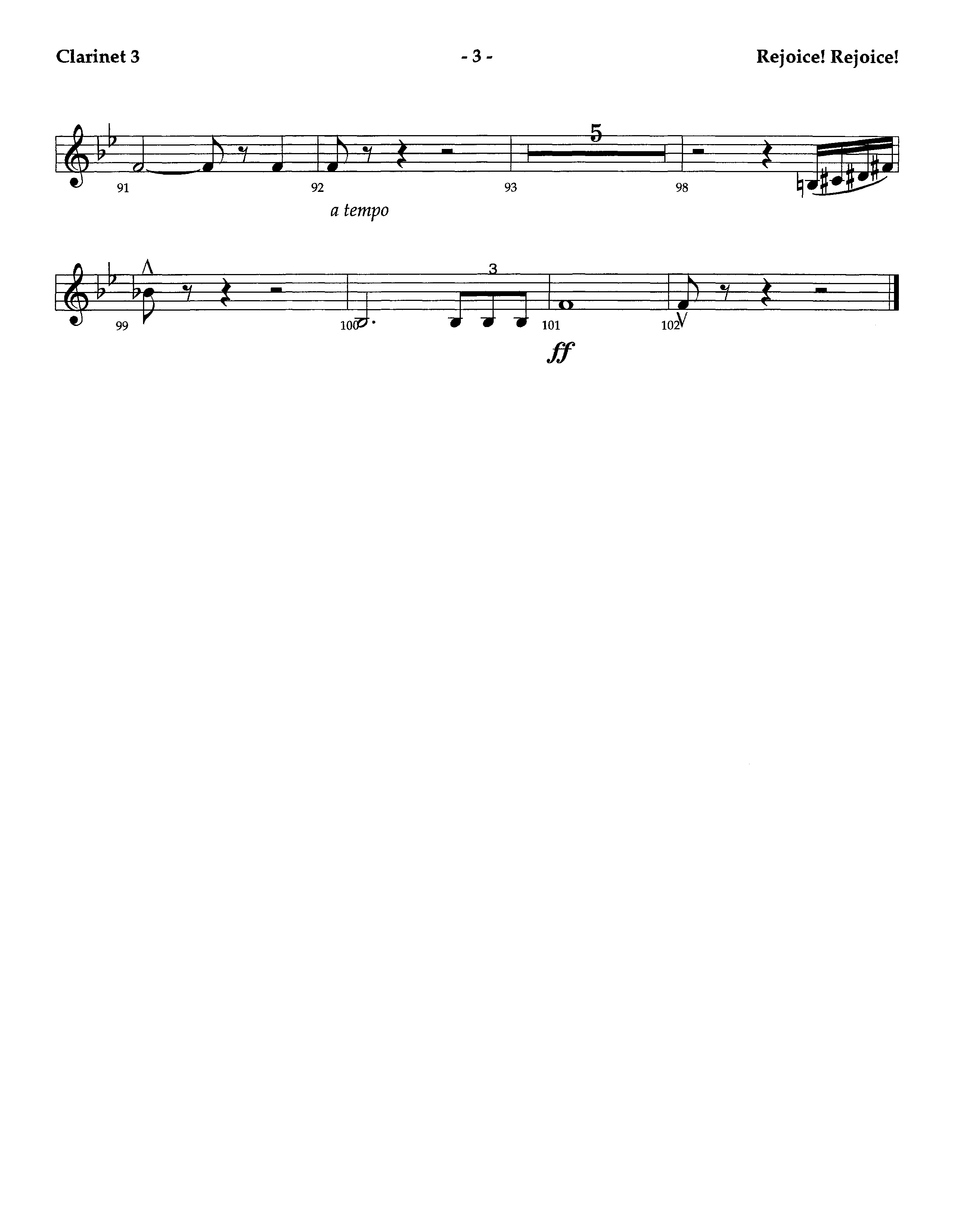 Rejoice Rejoice (Instrumental) Clarinet 3 (Lifeway Worship / Arr. Omar Allen)