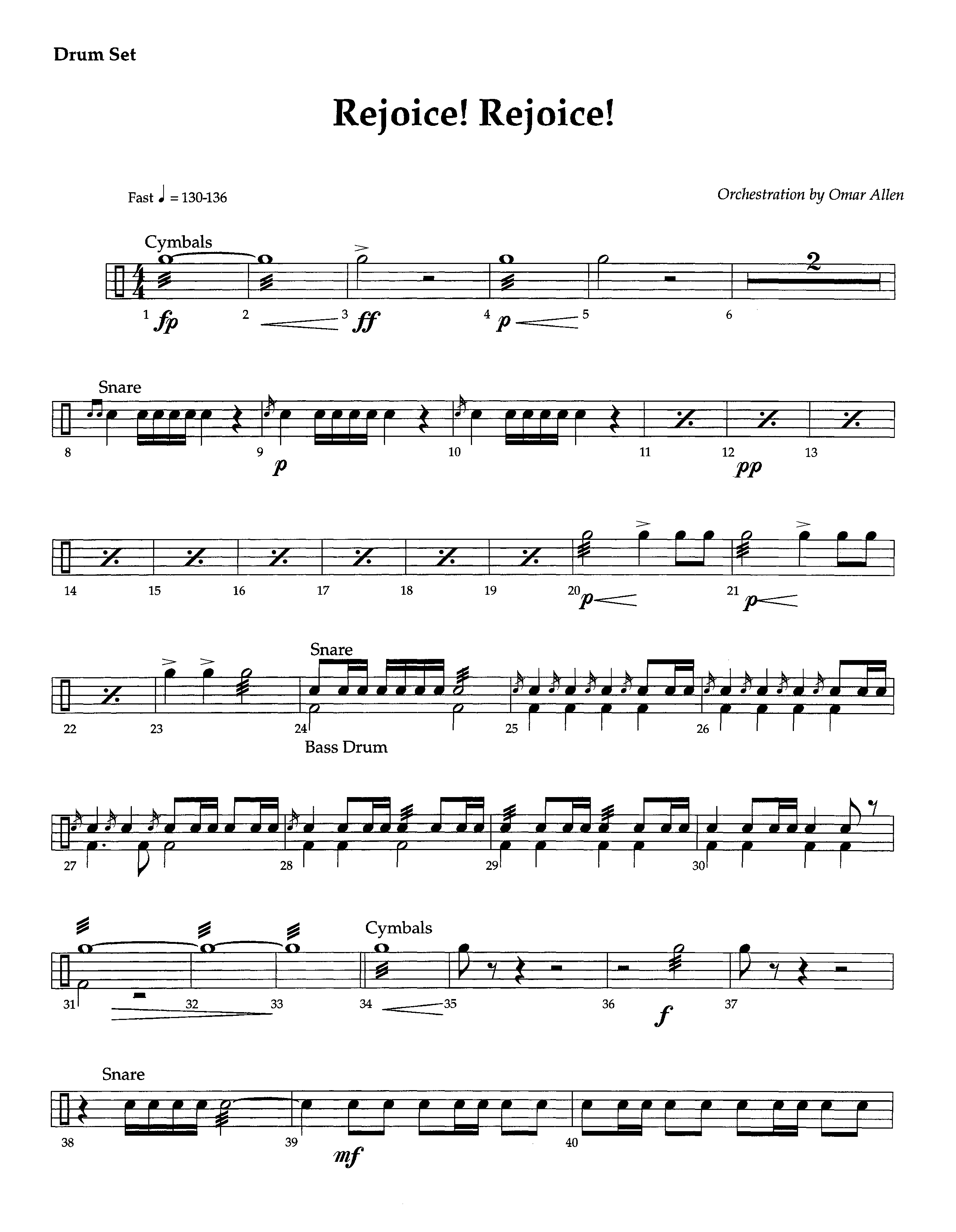 Rejoice Rejoice (Instrumental) Drum Set (Lifeway Worship / Arr. Omar Allen)