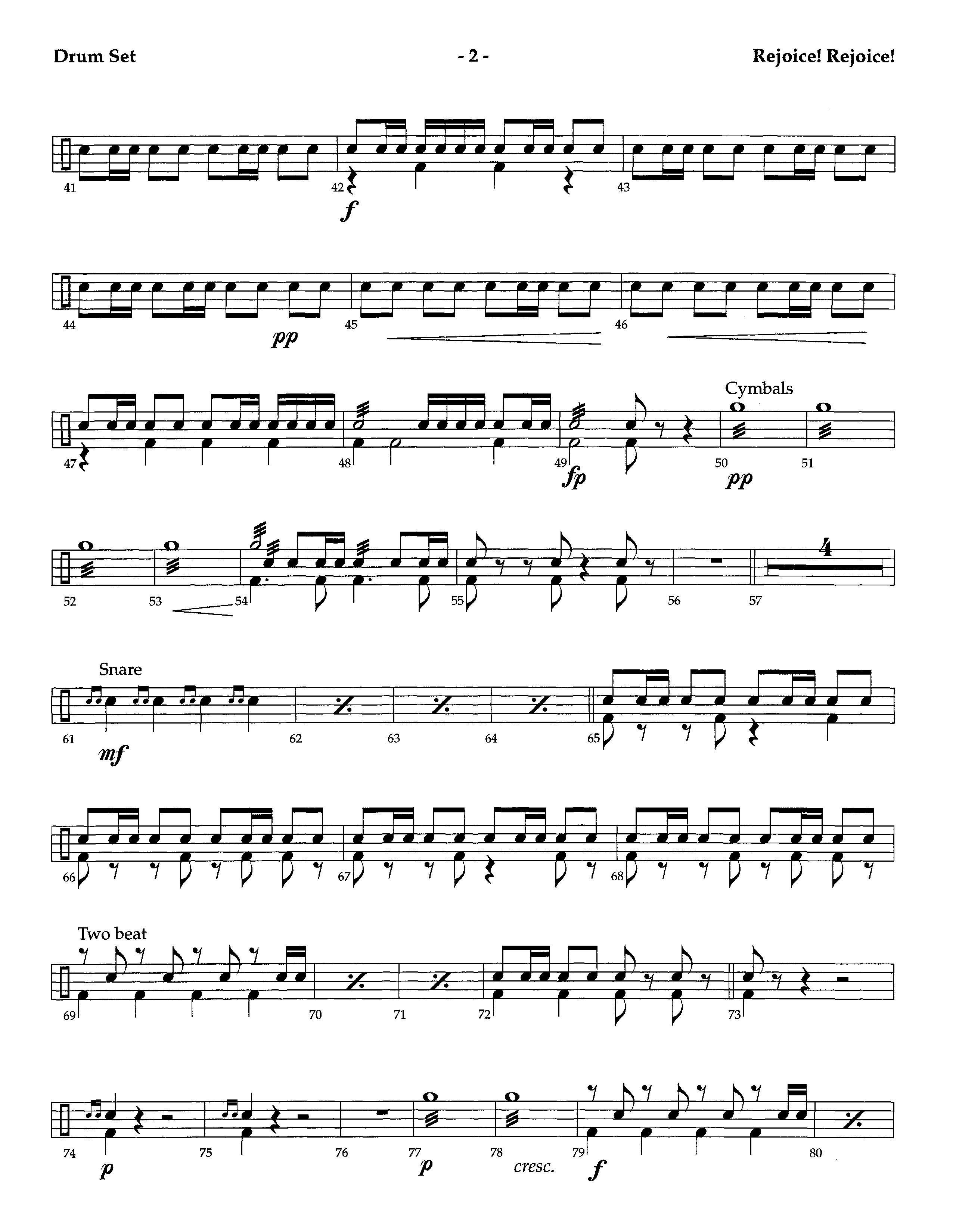 Rejoice Rejoice (Instrumental) Drum Set (Lifeway Worship / Arr. Omar Allen)