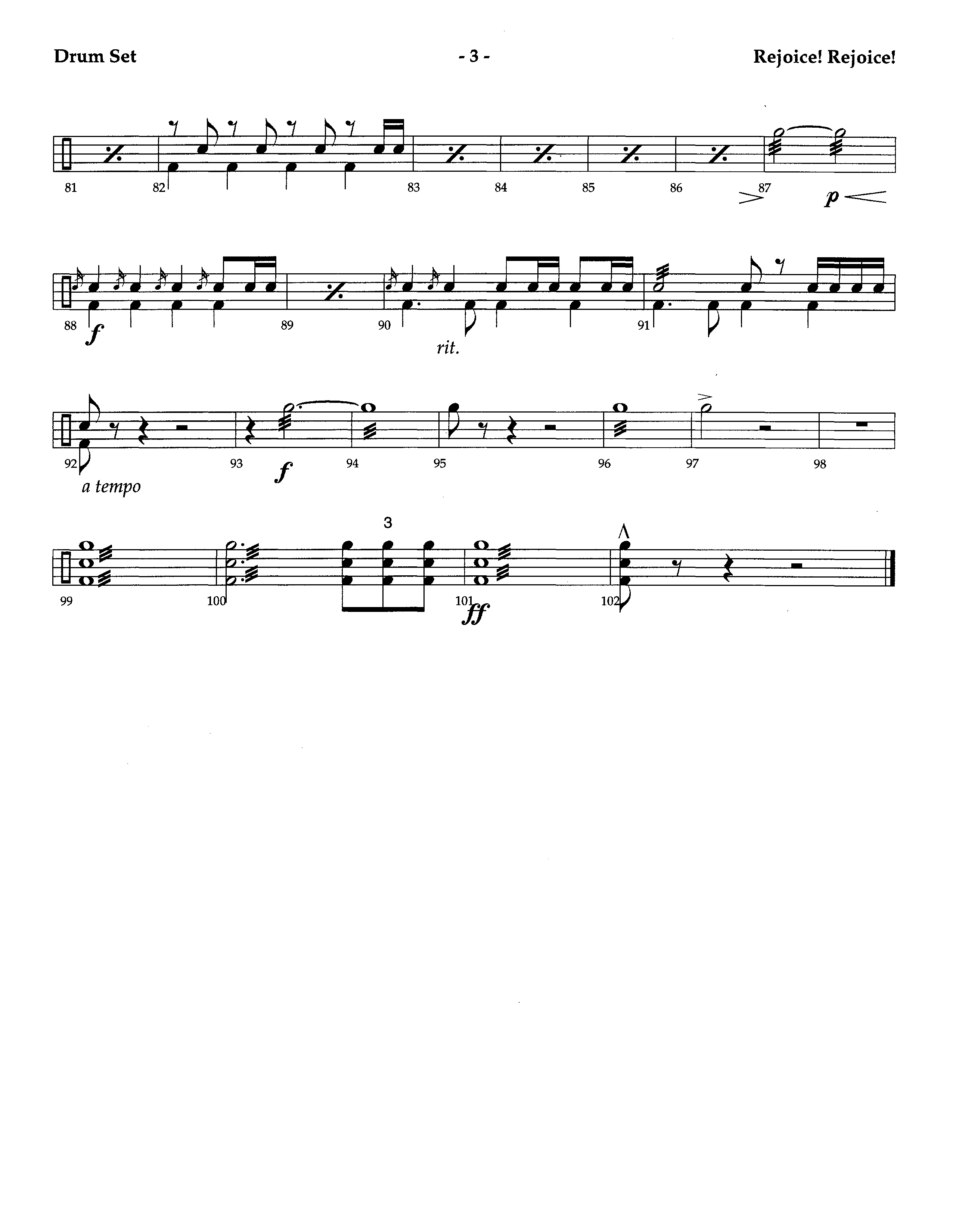 Rejoice Rejoice (Instrumental) Drum Set (Lifeway Worship / Arr. Omar Allen)