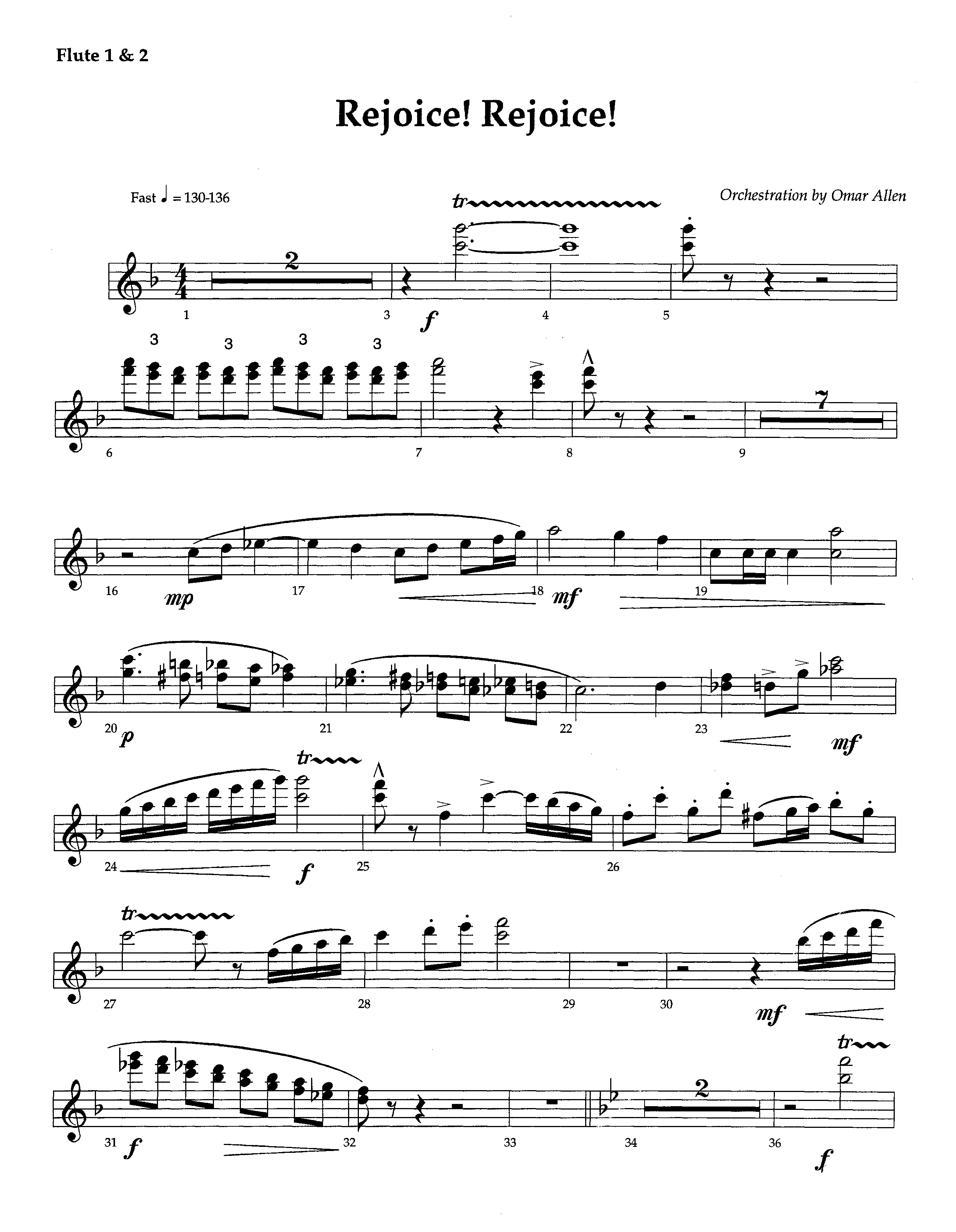 Rejoice Rejoice (Instrumental) Flute 1/2 (Lifeway Worship / Arr. Omar Allen)