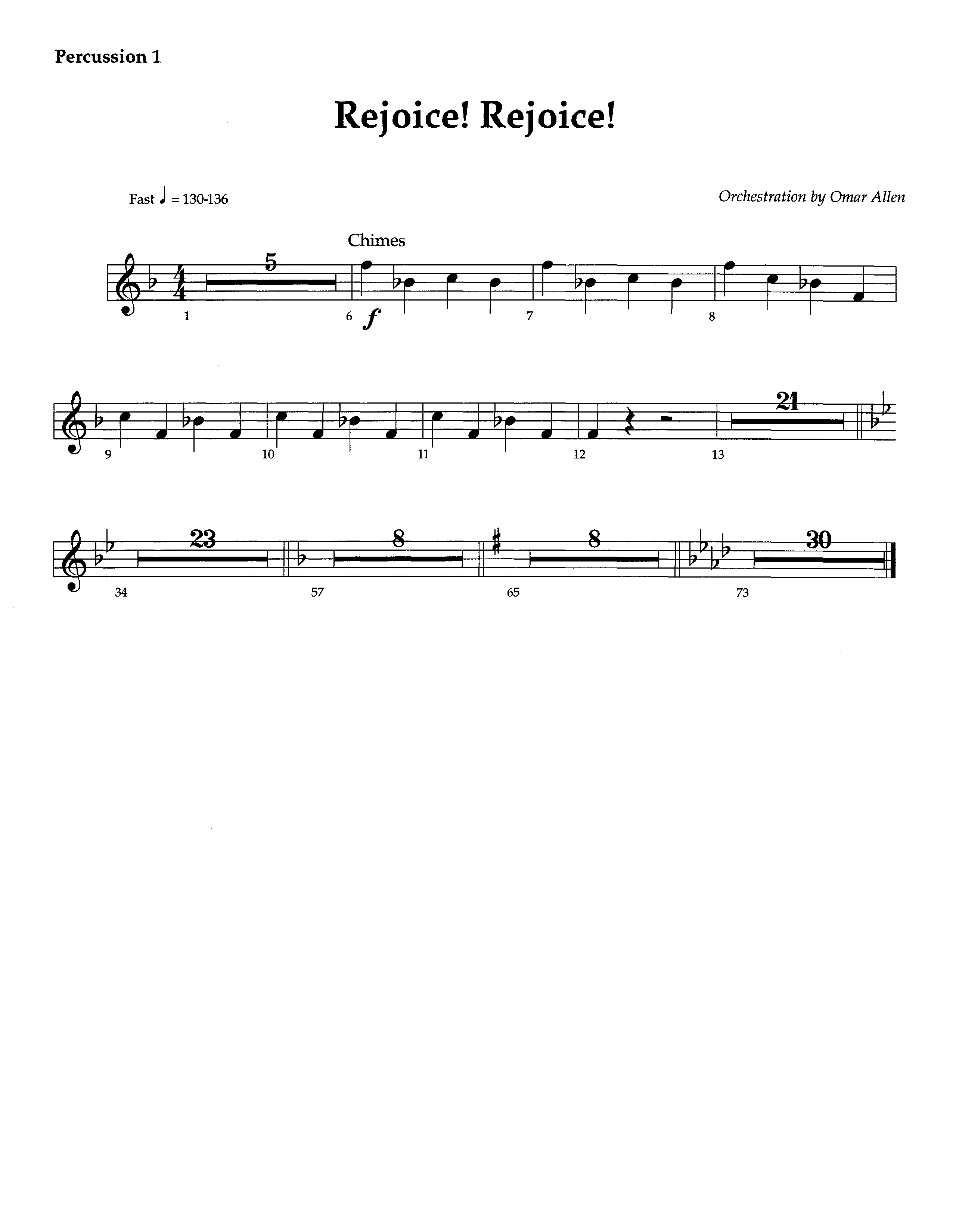 Rejoice Rejoice (Instrumental) Percussion 1/2 (Lifeway Worship / Arr. Omar Allen)