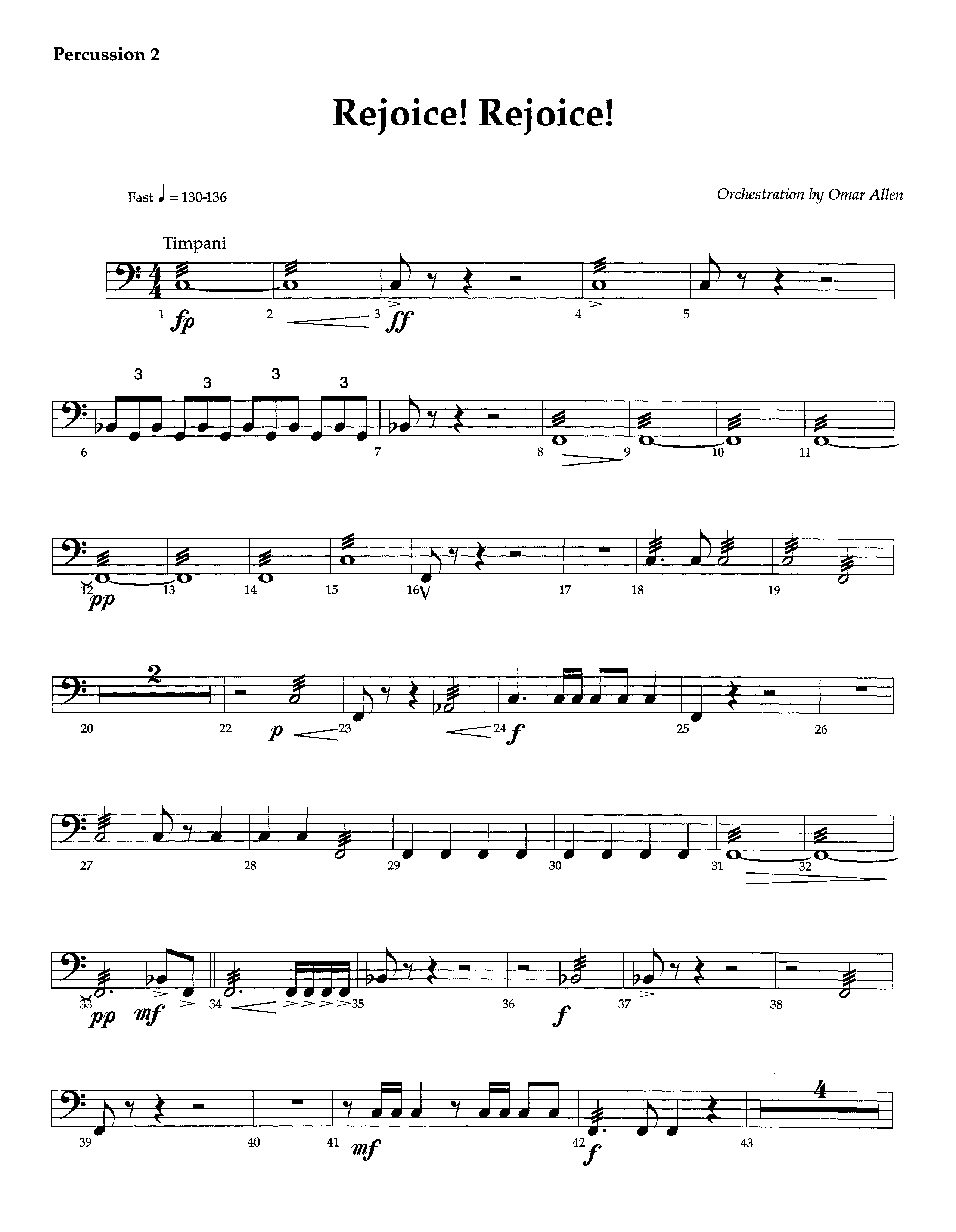 Rejoice Rejoice (Instrumental) Percussion 1/2 (Lifeway Worship / Arr. Omar Allen)