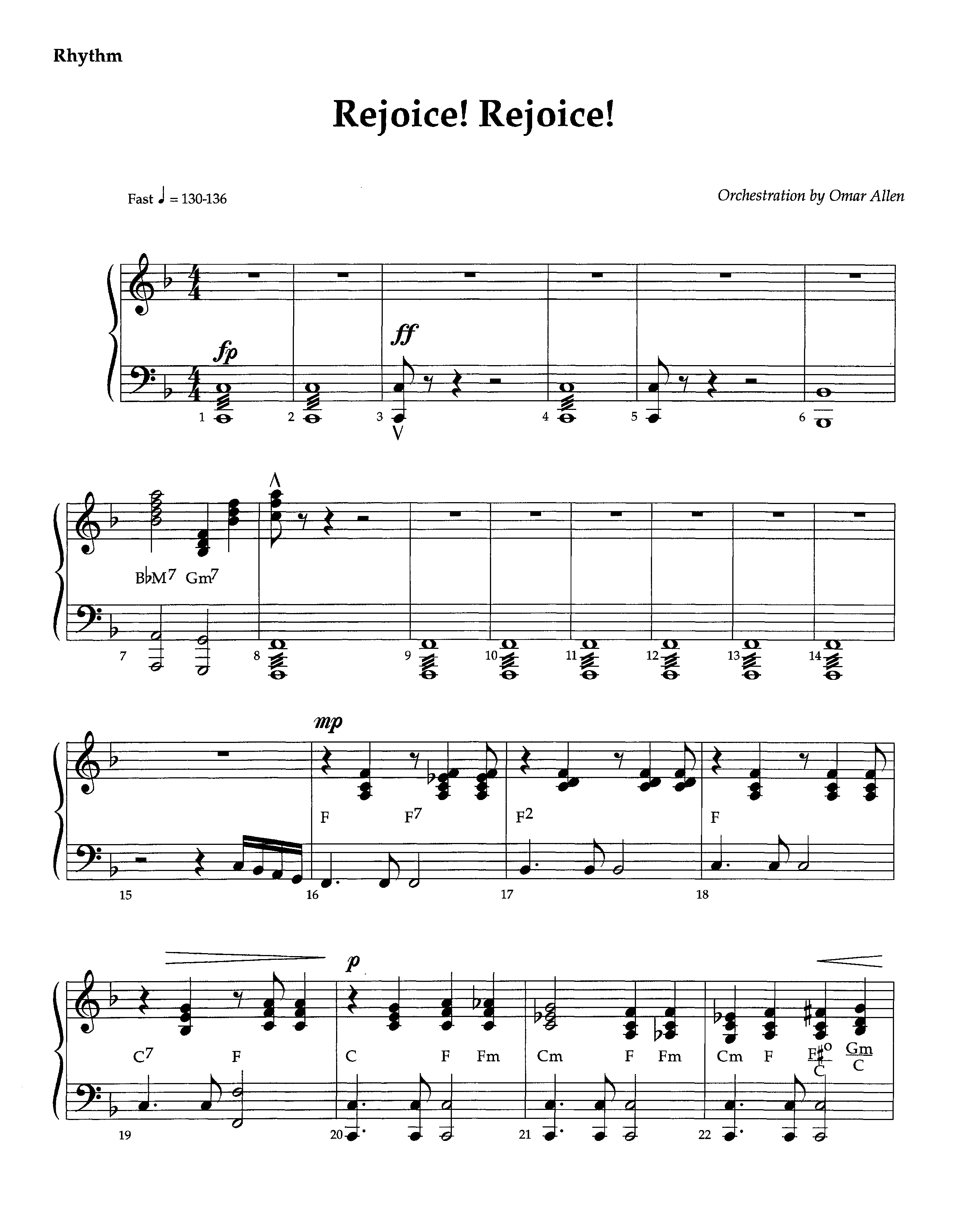 Rejoice Rejoice (Instrumental) Piano/Rhythm (Lifeway Worship / Arr. Omar Allen)