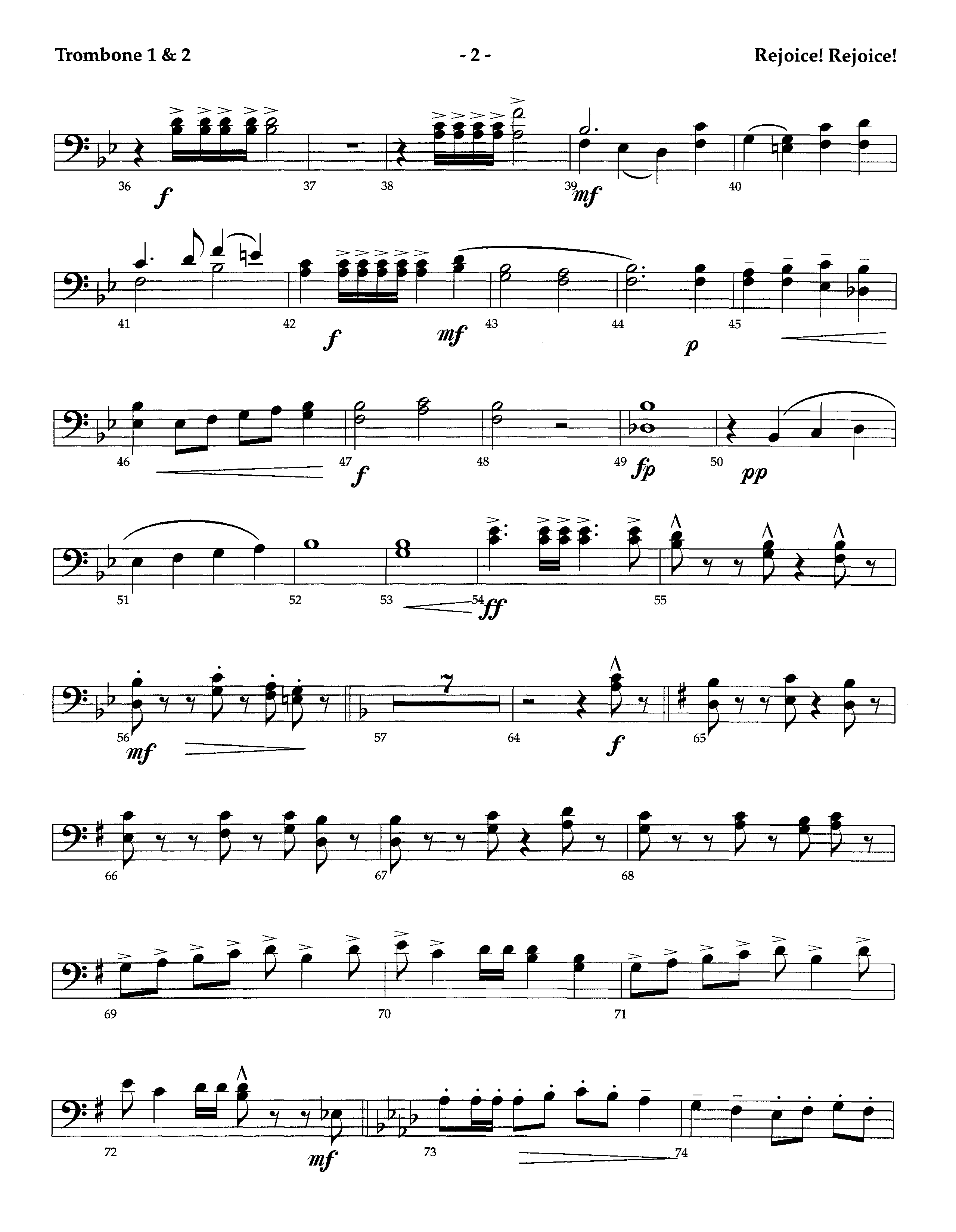 Rejoice Rejoice (Instrumental) Trombone 1/2 (Lifeway Worship / Arr. Omar Allen)