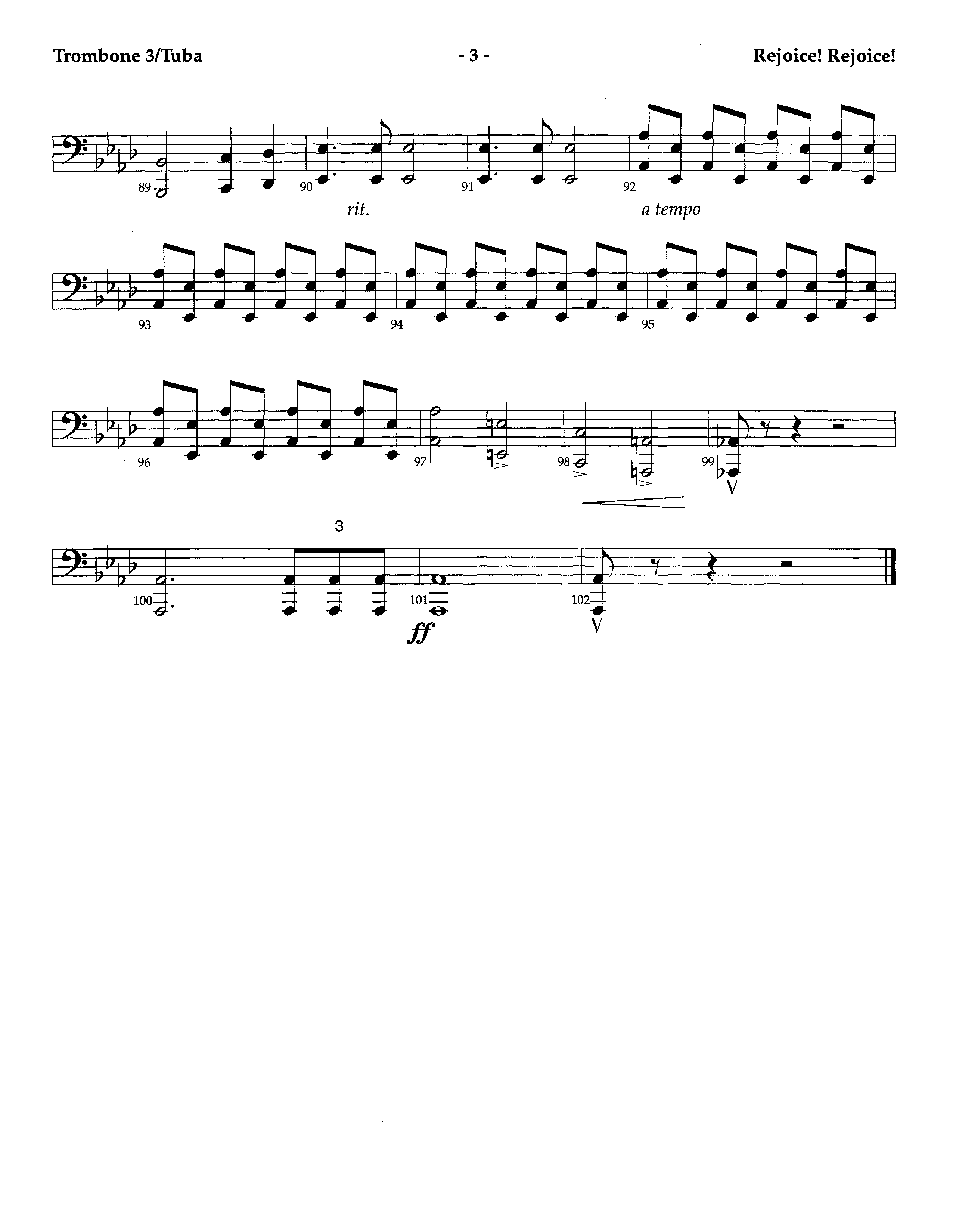 Rejoice Rejoice (Instrumental) Trombone 3/Tuba (Lifeway Worship / Arr. Omar Allen)