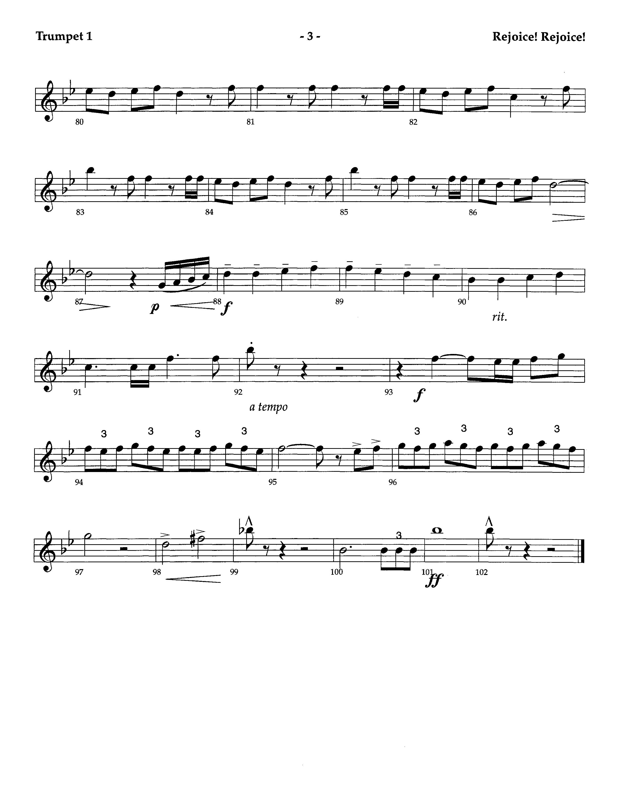 Rejoice Rejoice (Instrumental) Trumpet 1 (Lifeway Worship / Arr. Omar Allen)