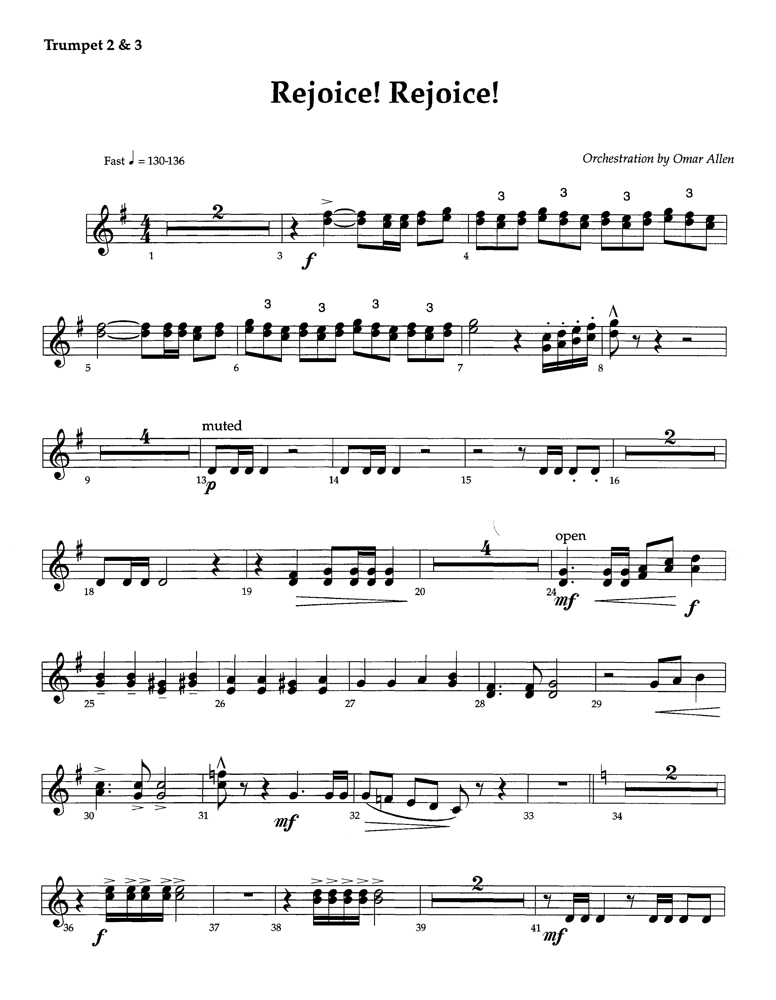 Rejoice Rejoice (Instrumental) Trumpet 2/3 (Lifeway Worship / Arr. Omar Allen)