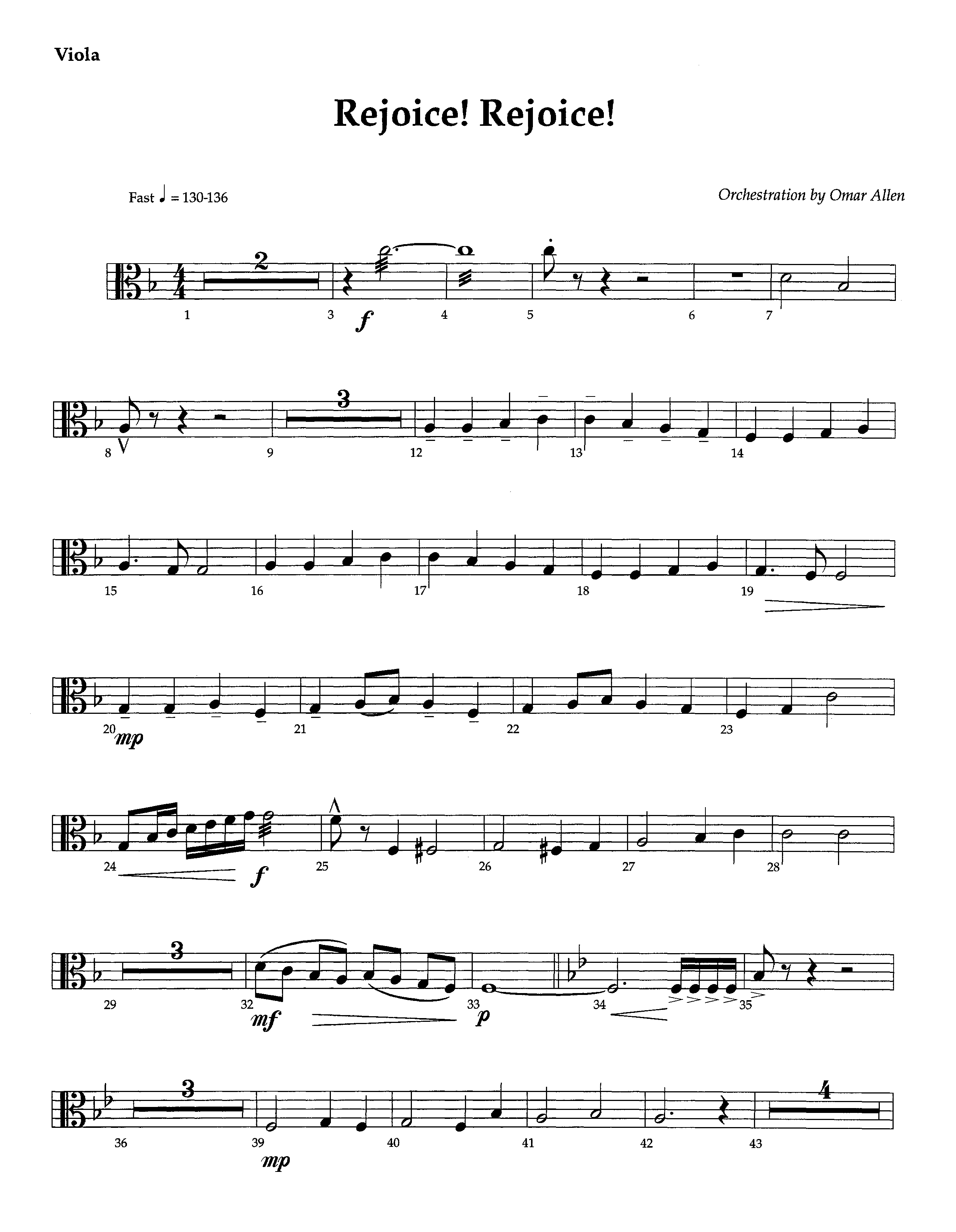 Rejoice Rejoice (Instrumental) Viola (Lifeway Worship / Arr. Omar Allen)