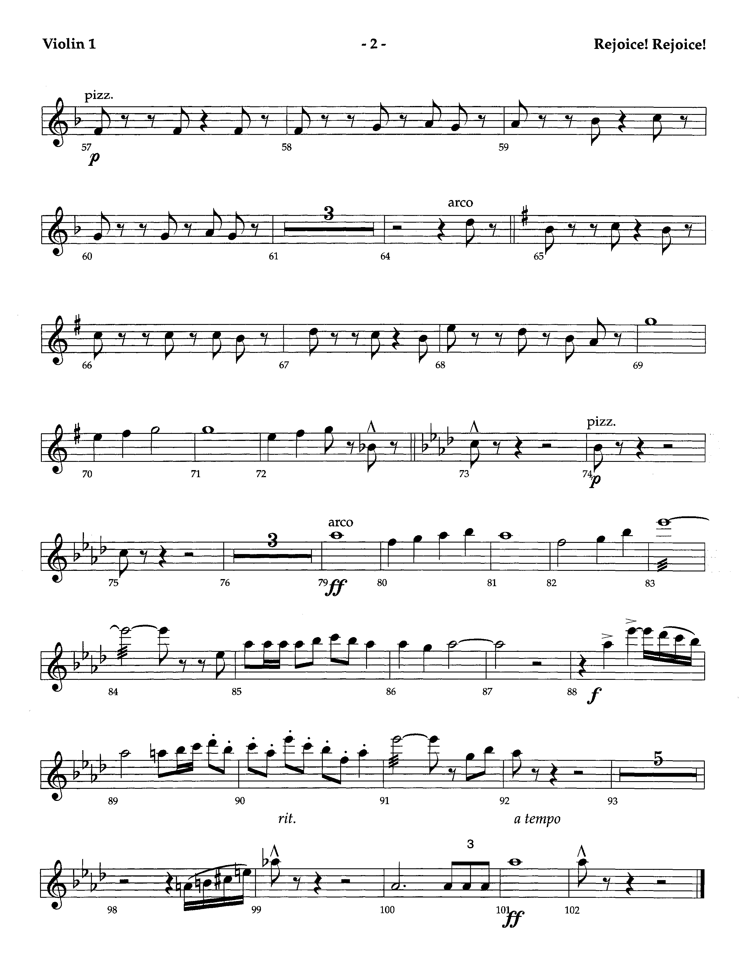 Rejoice Rejoice (Instrumental) Violin 1/2 (Lifeway Worship / Arr. Omar Allen)