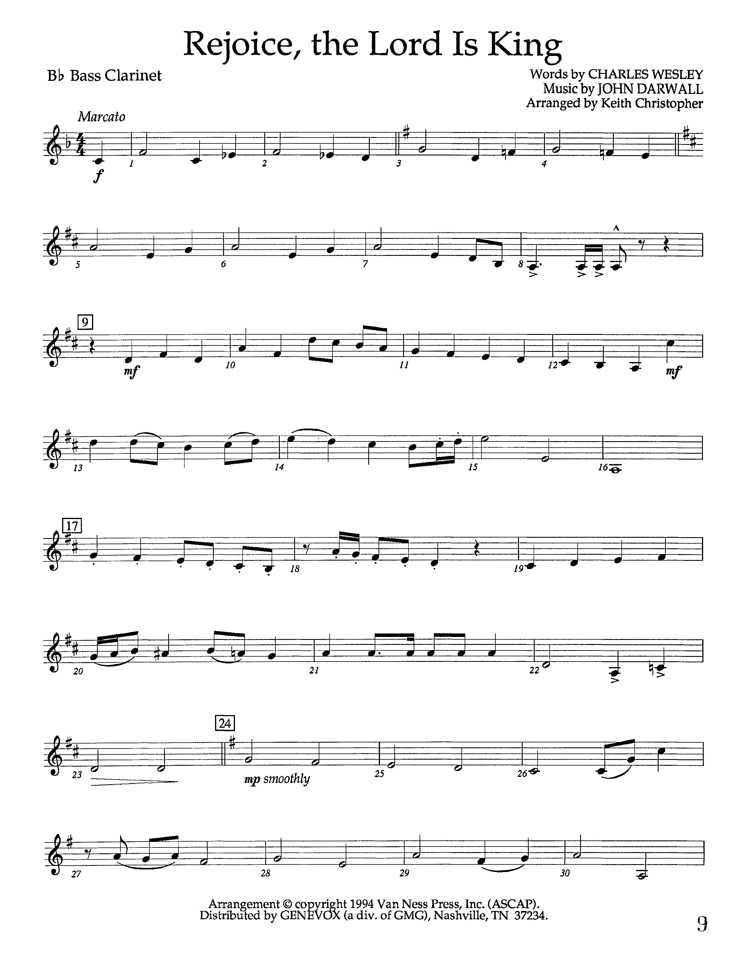 Rejoice The Lord Is King (Instrumental) Bass Clarinet (Lifeway Worship / Arr. Keith Christopher)