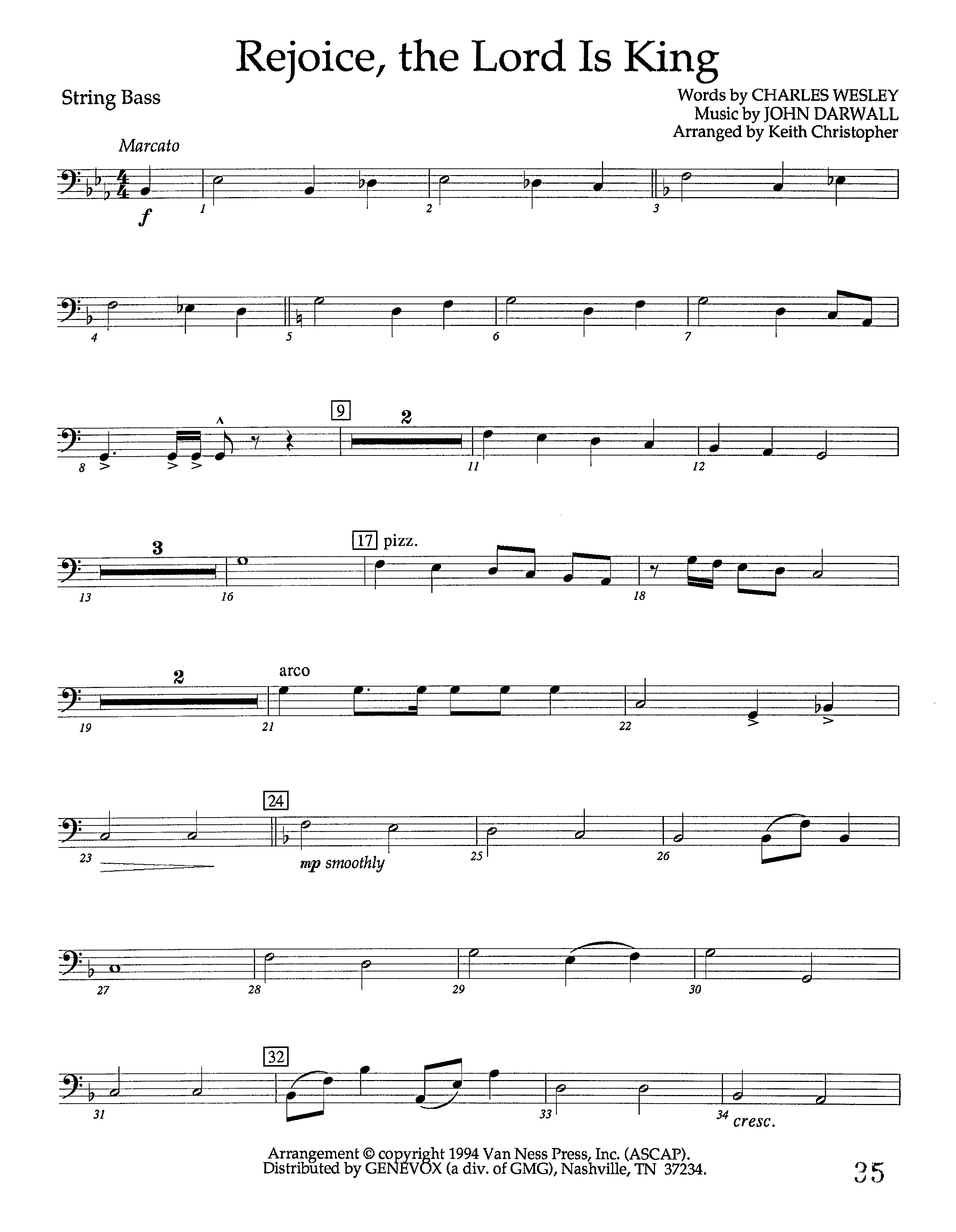 Rejoice The Lord Is King (Instrumental) Double Bass (Lifeway Worship / Arr. Keith Christopher)