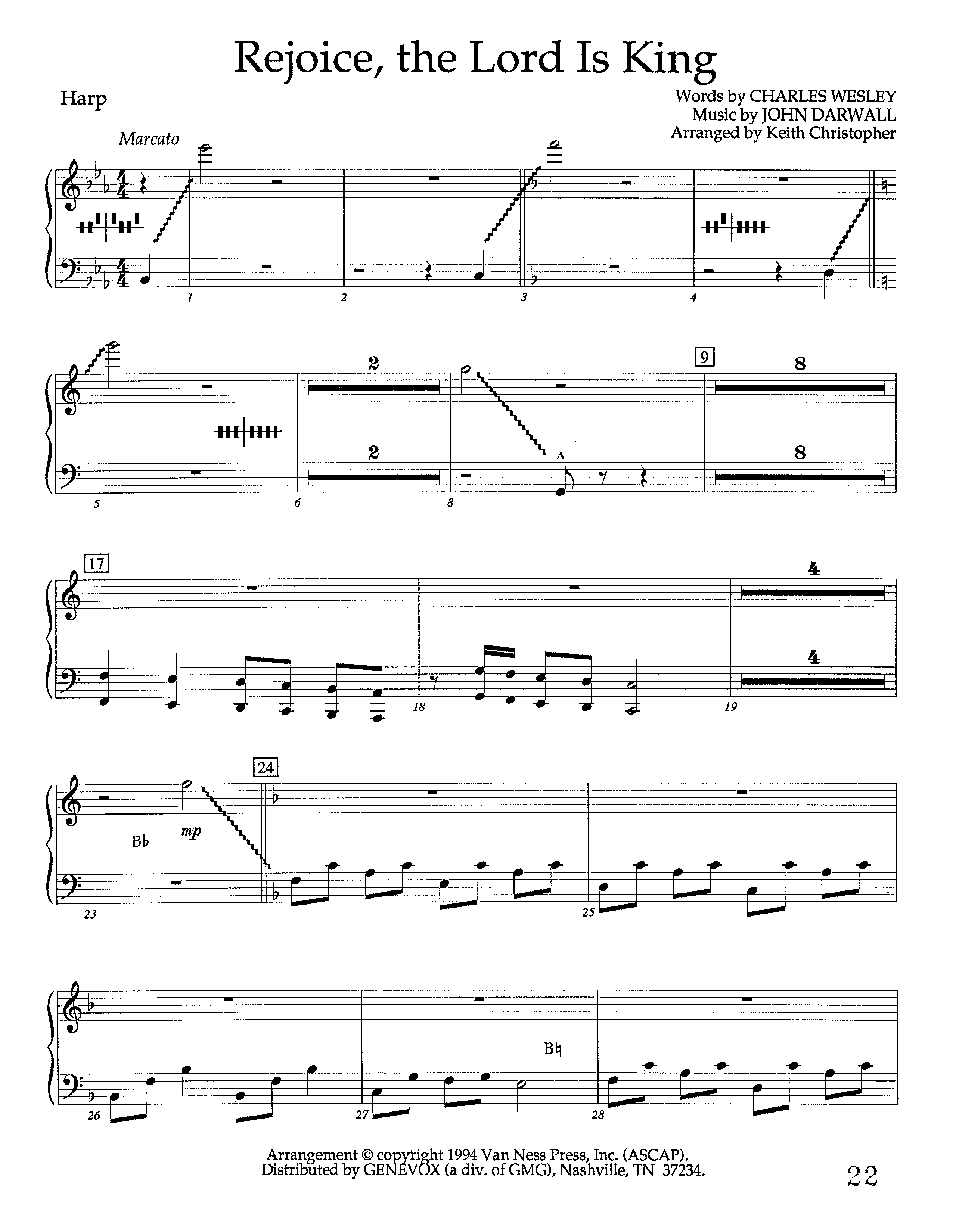 Rejoice The Lord Is King (Instrumental) Harp (Lifeway Worship / Arr. Keith Christopher)